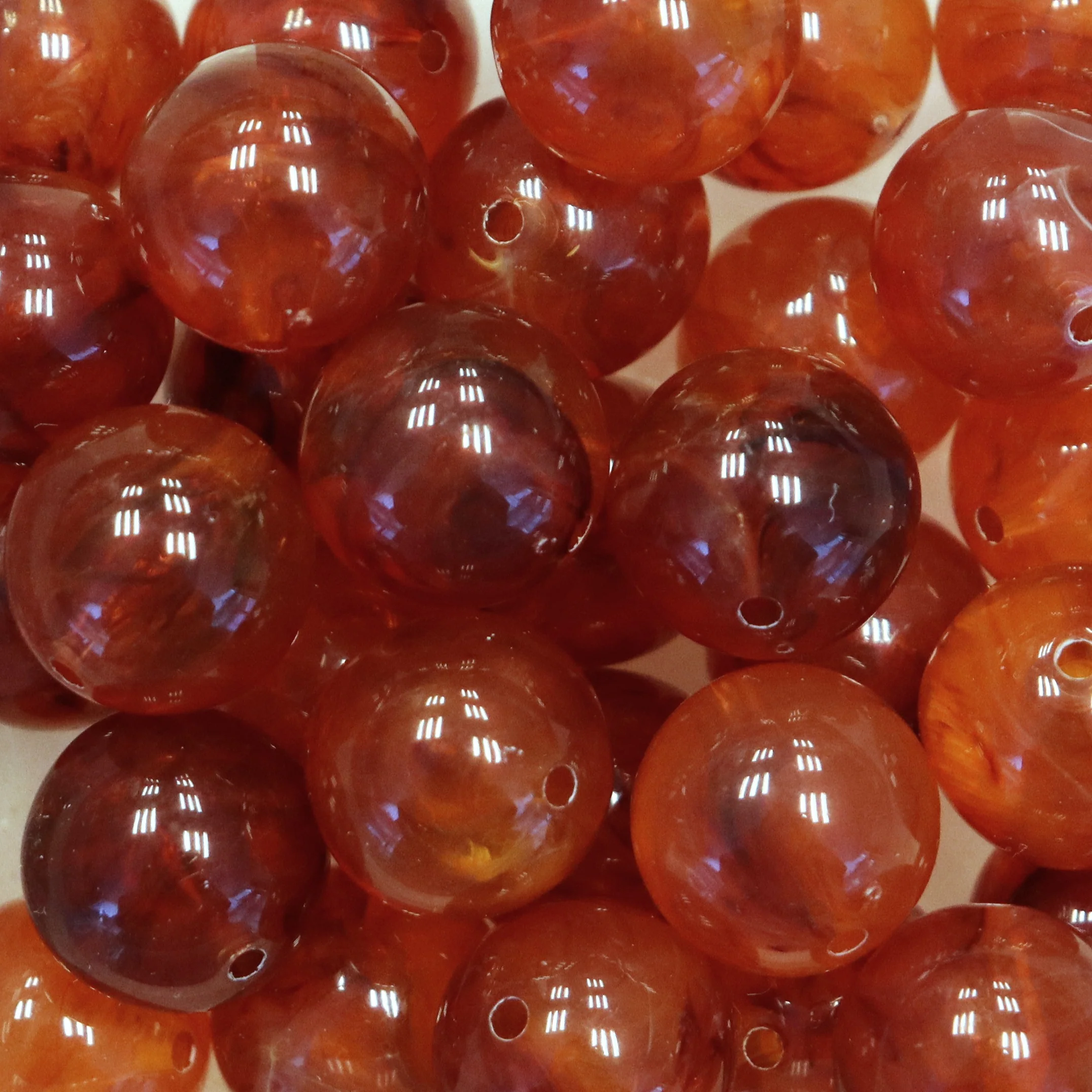 Acryl kraal marble rond - amber