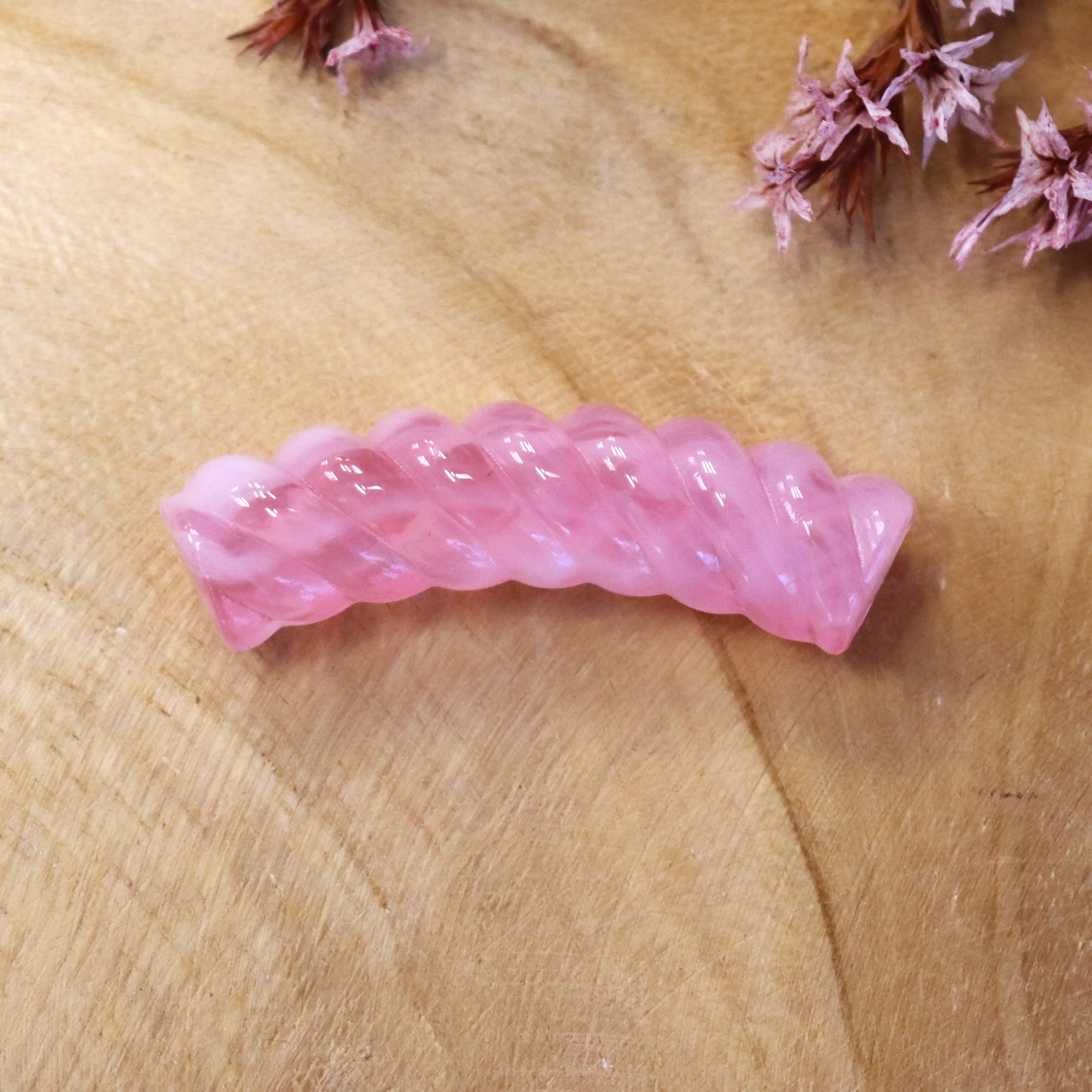 Acryl tube twisted - transparant roze