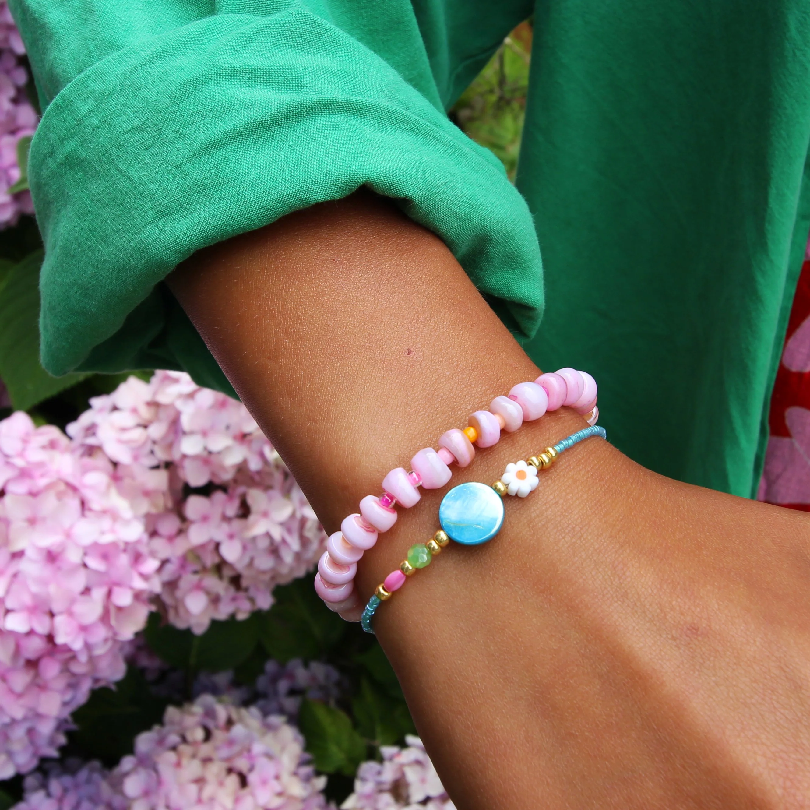 Armband blauw met schelpkraal - Image 2