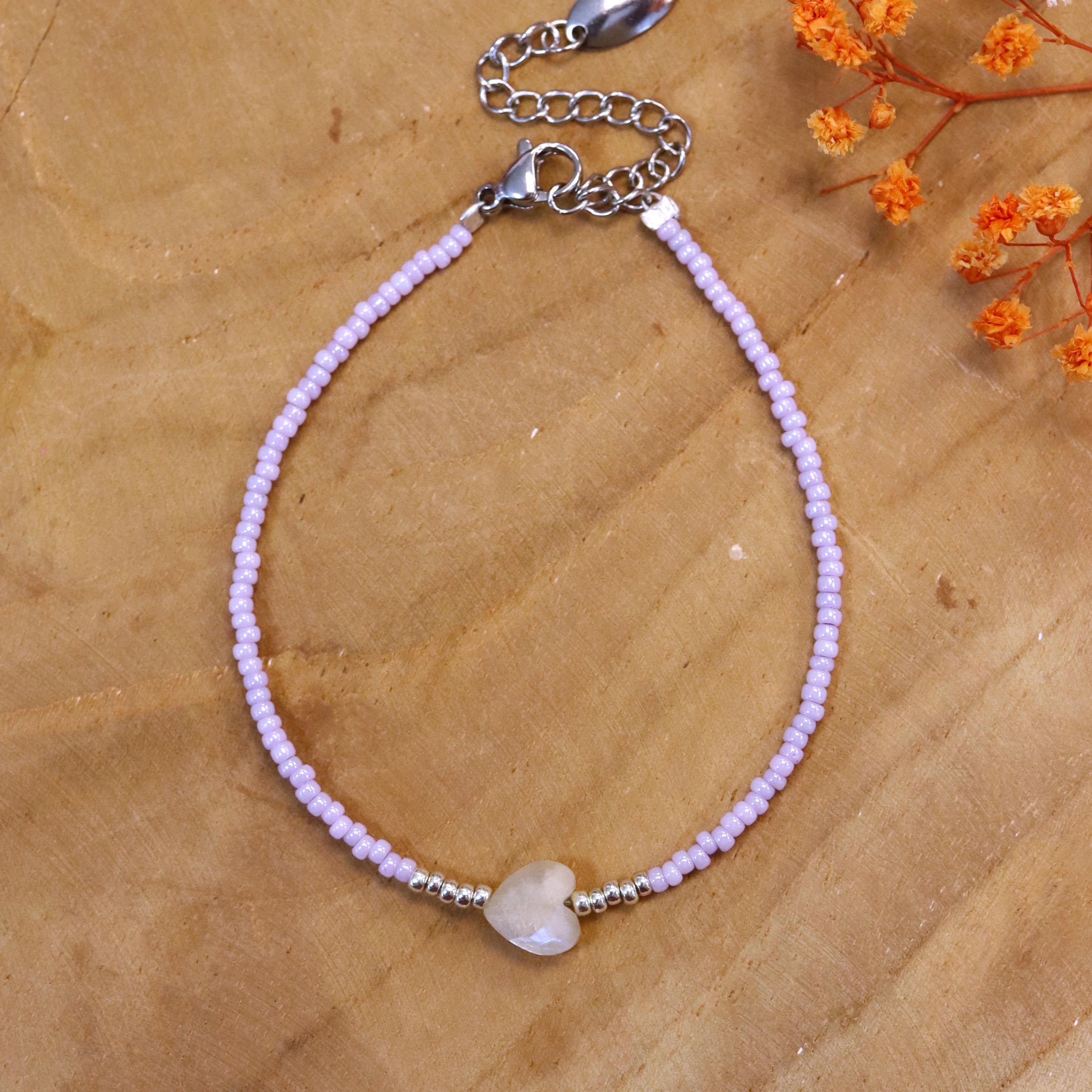 Armband lila met maansteen zilver