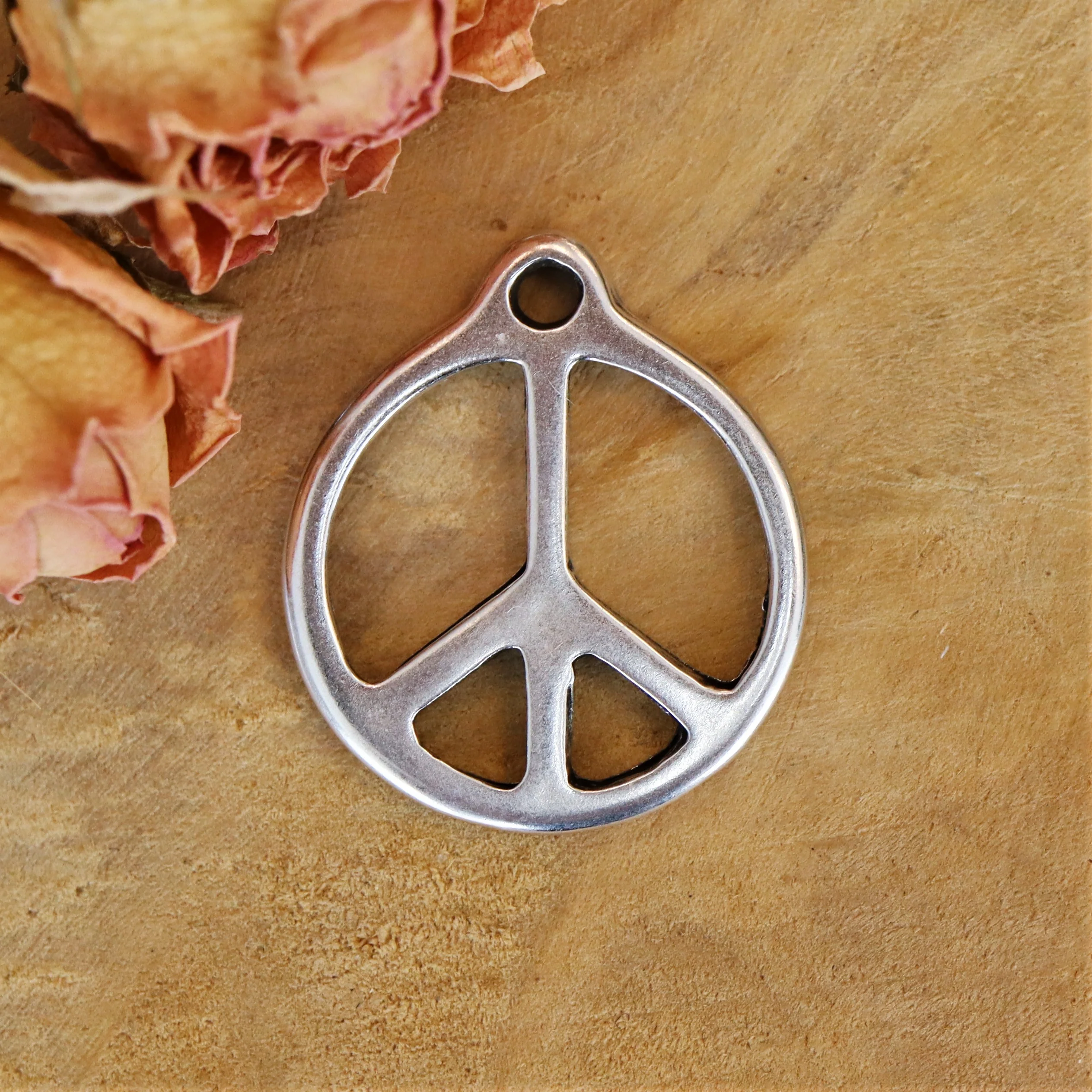Bedel DQ zilver groot peace teken