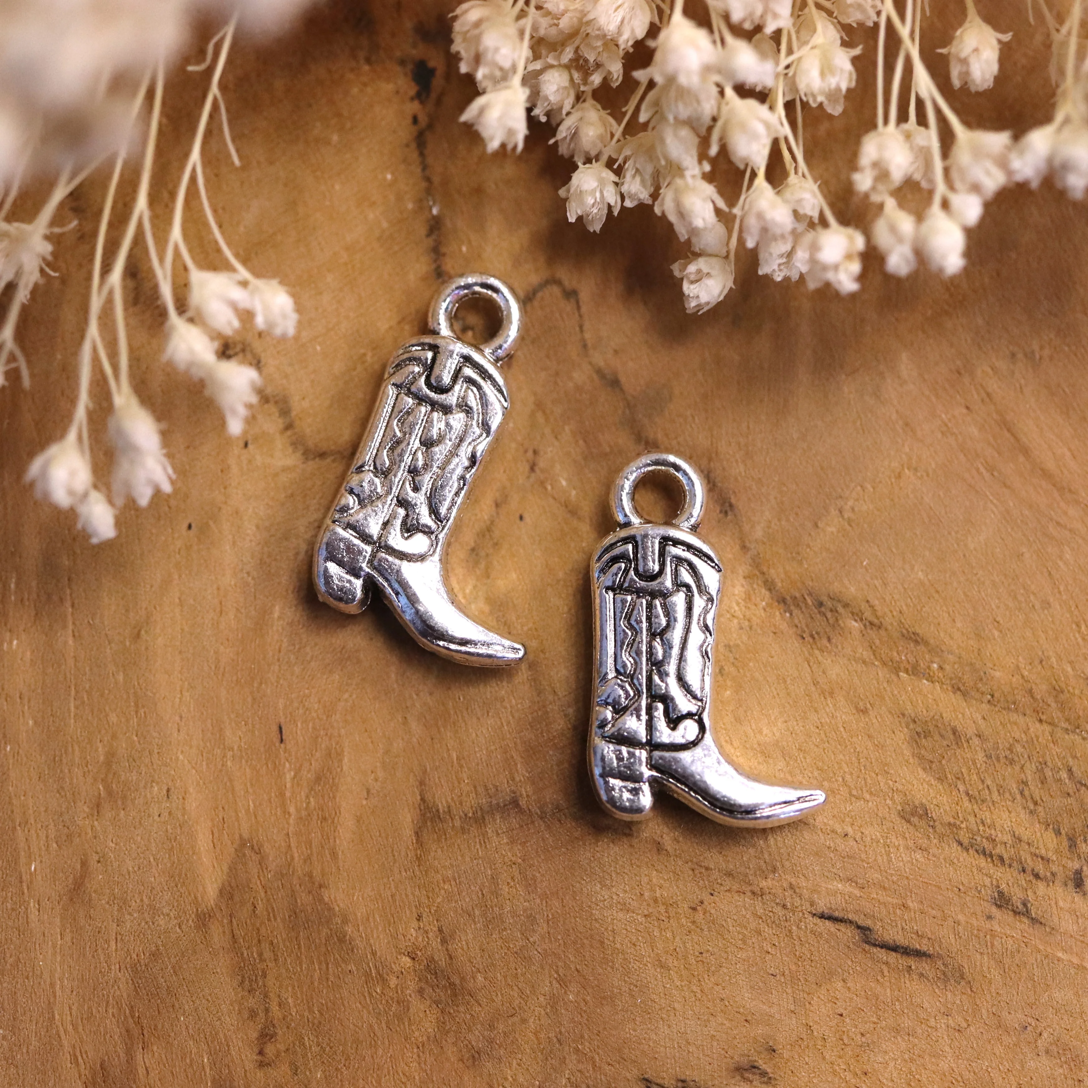 Enamel bedel - cowboylaars zilver