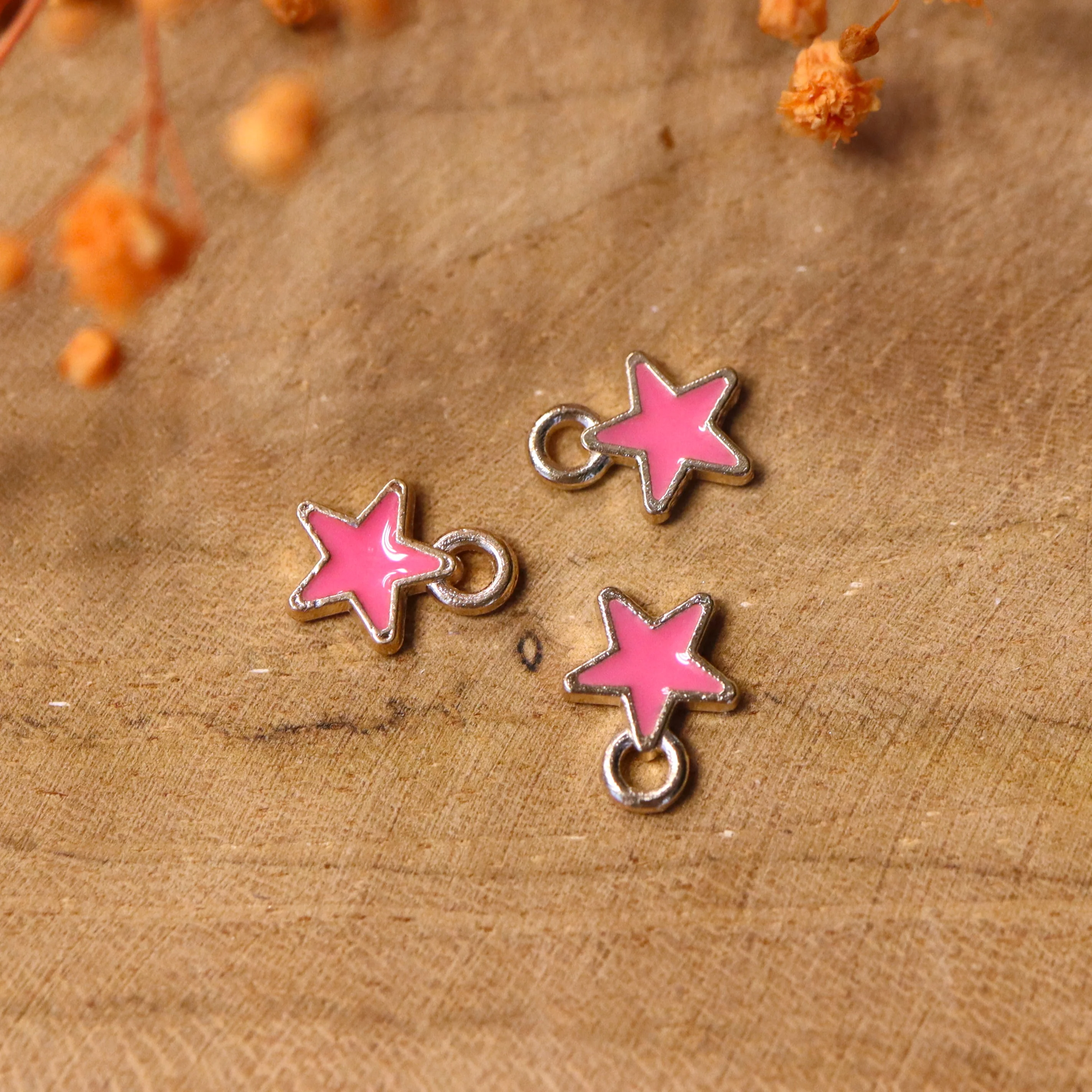 Enamel bedel - ster roze