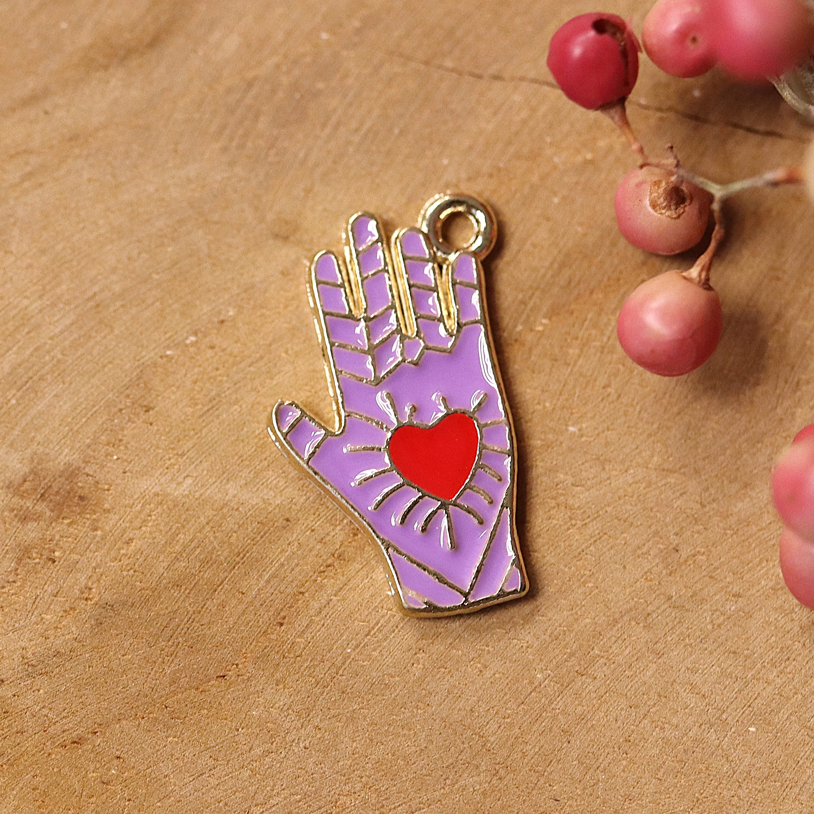 Enamel bedel - tarot hand paars