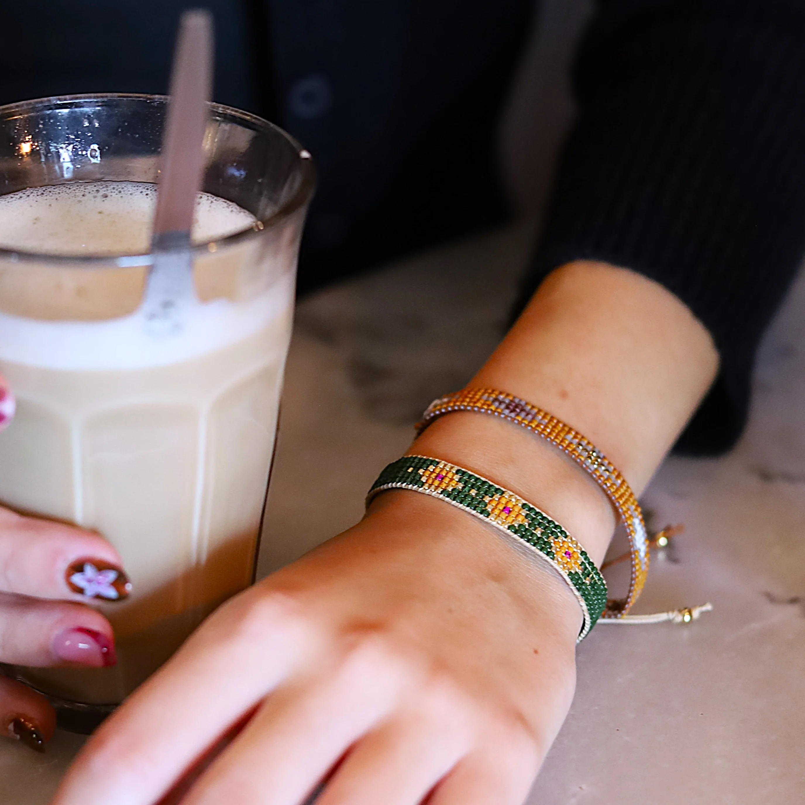 Geweven armband - oker/bruin - Image 3
