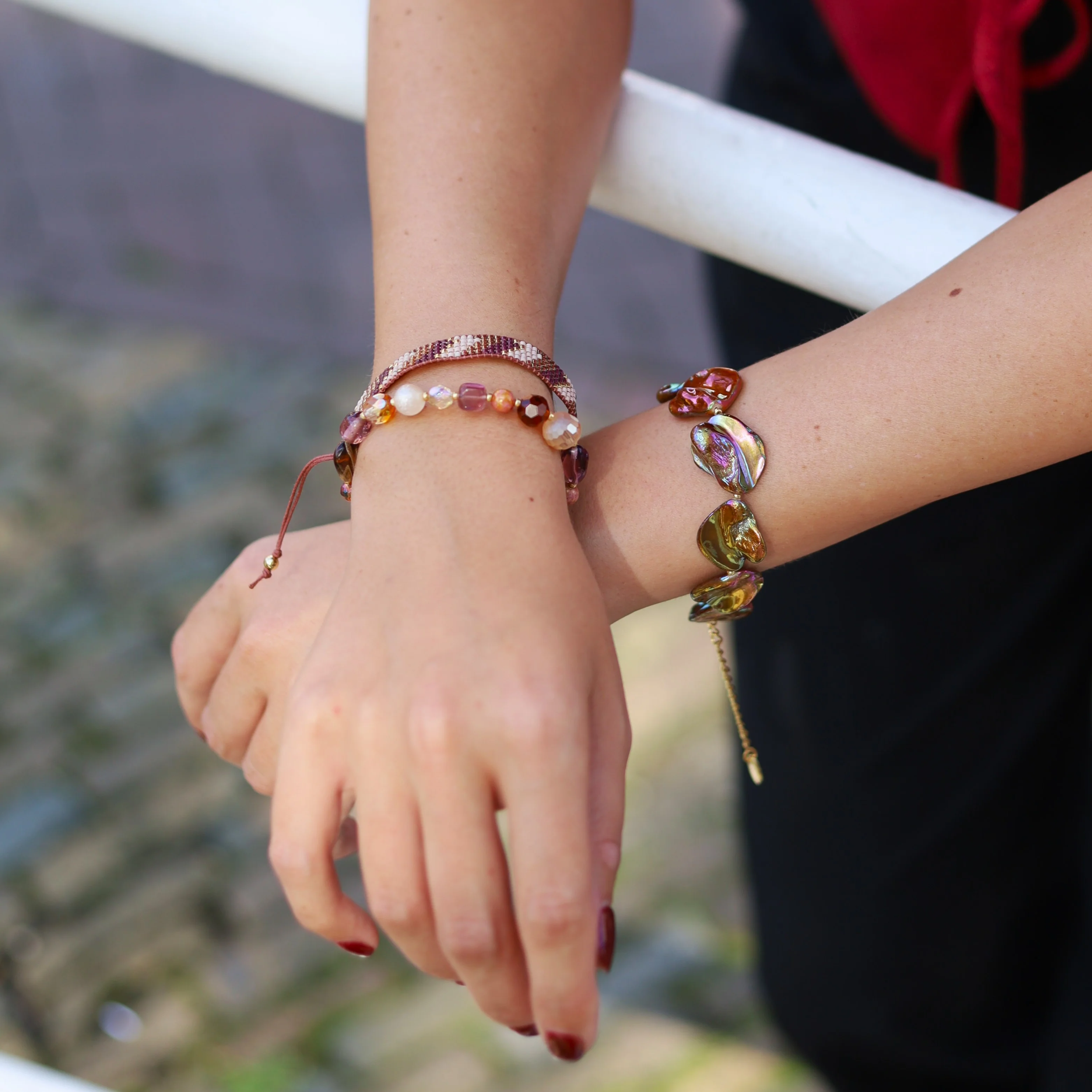 Geweven armband - paars/bruin - Image 2