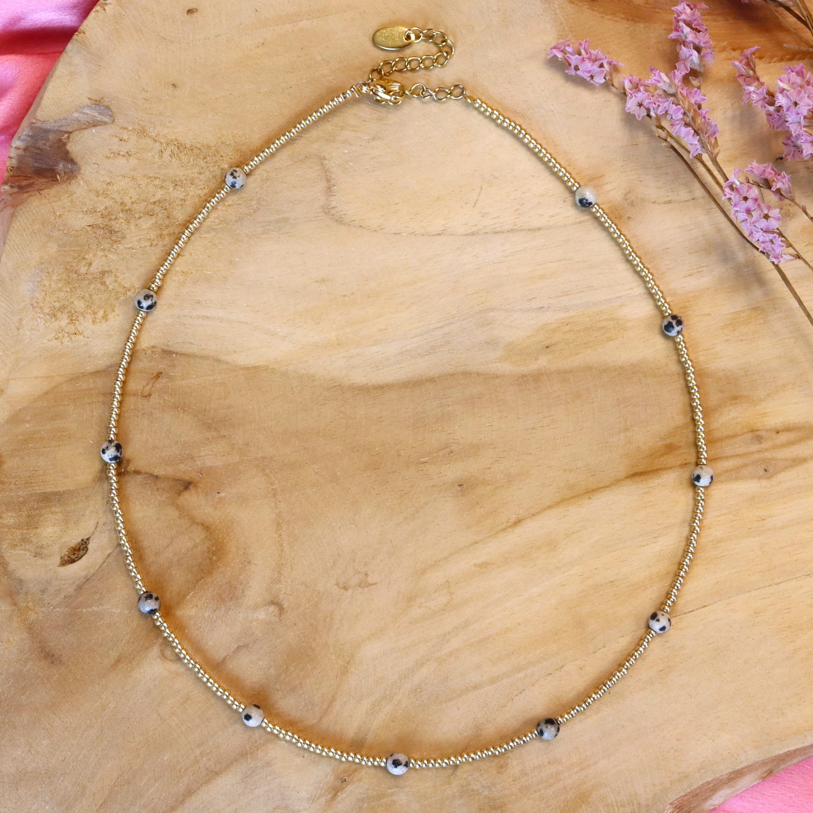 Gouden kralenketting - jaspis