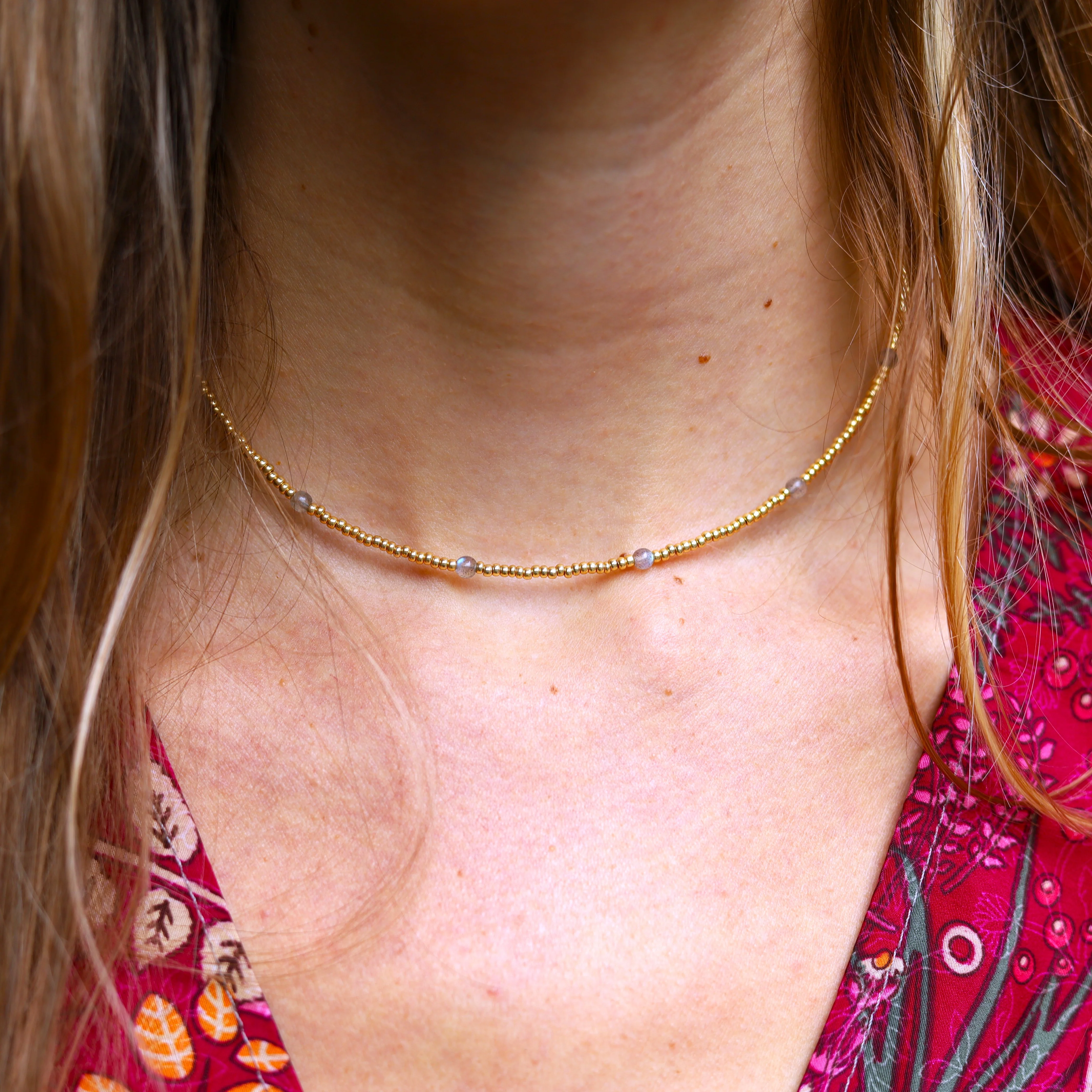 Gouden kralenketting - labradoriet - Image 2