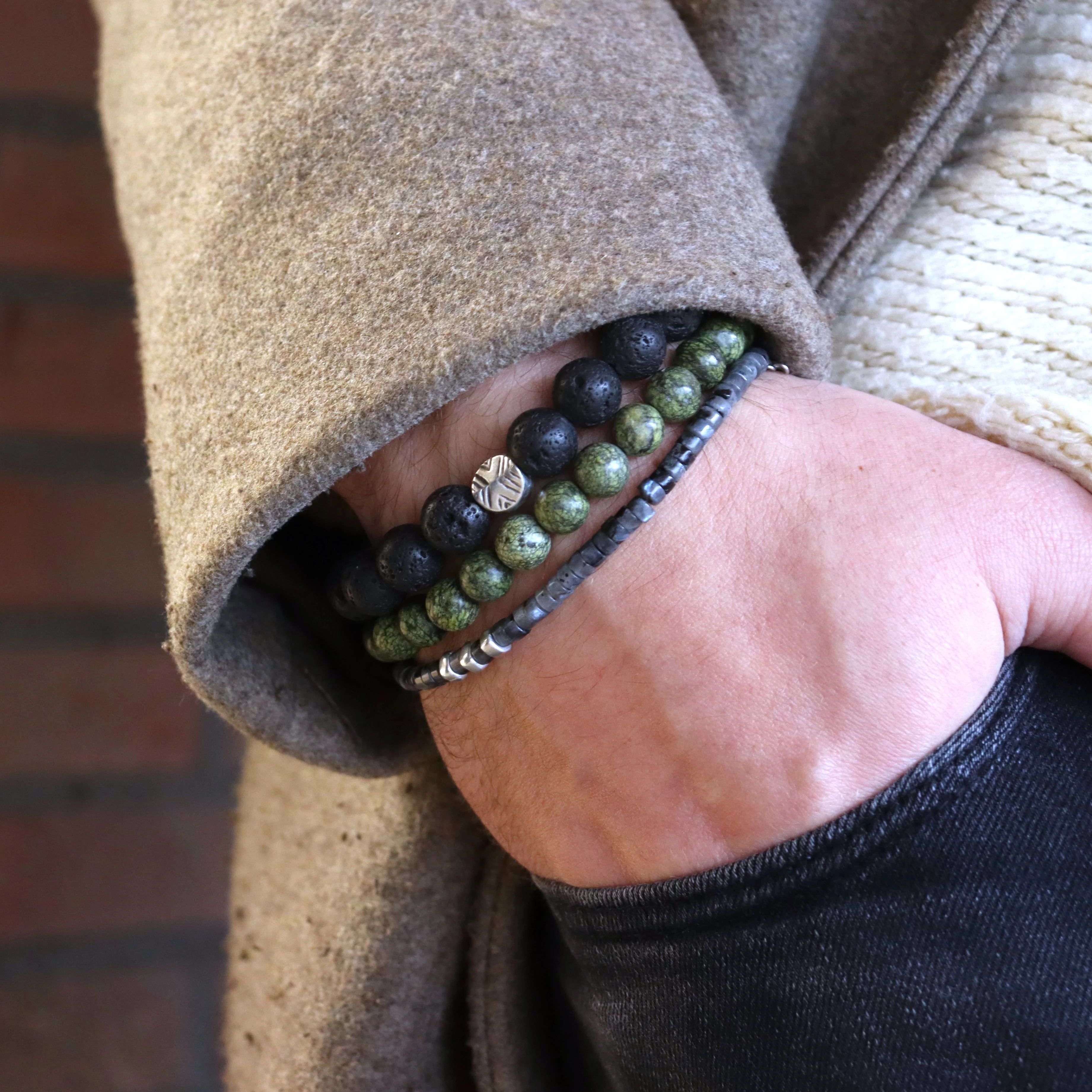 Herenarmband met lavasteen - Image 2