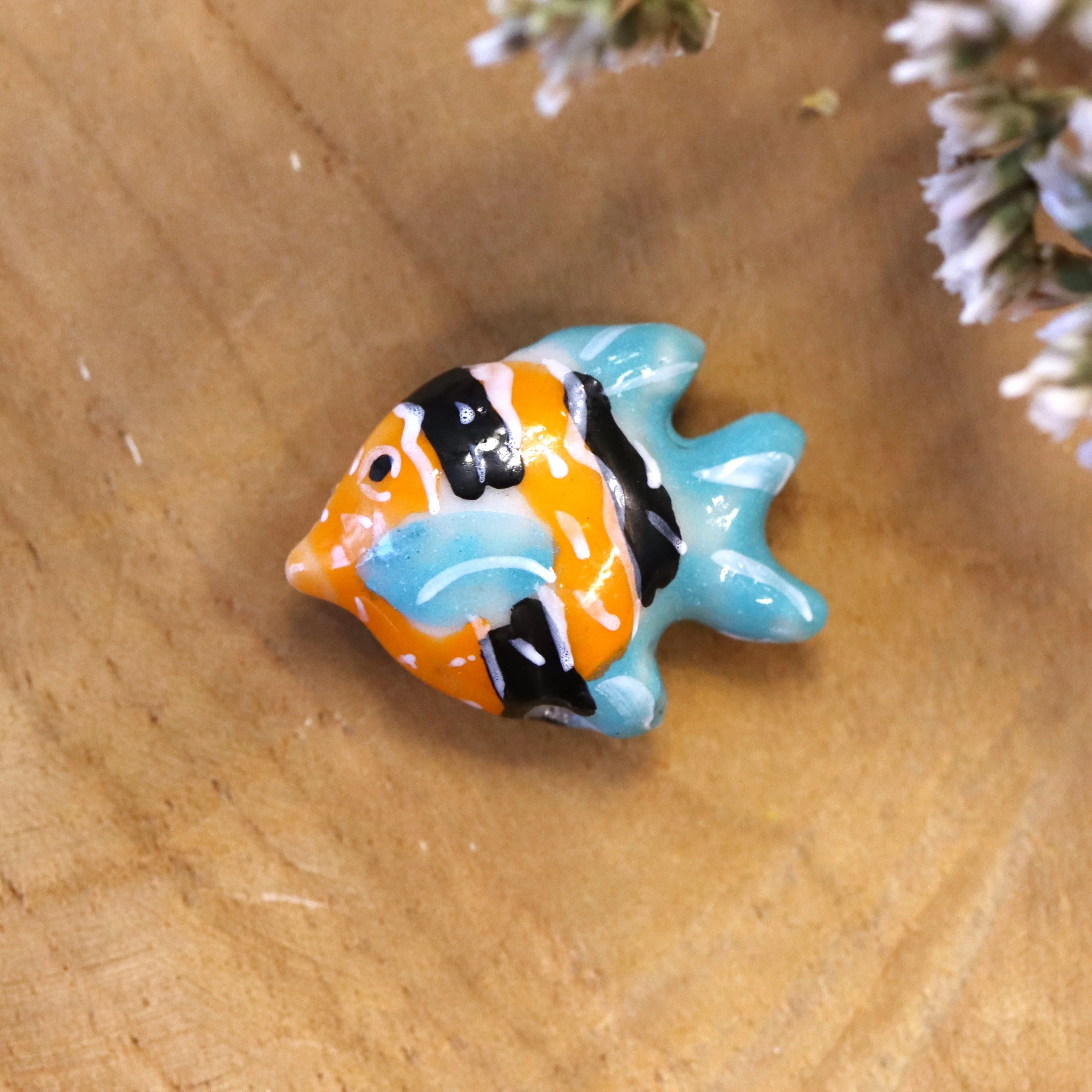 Keramieken vis - oranje blauw