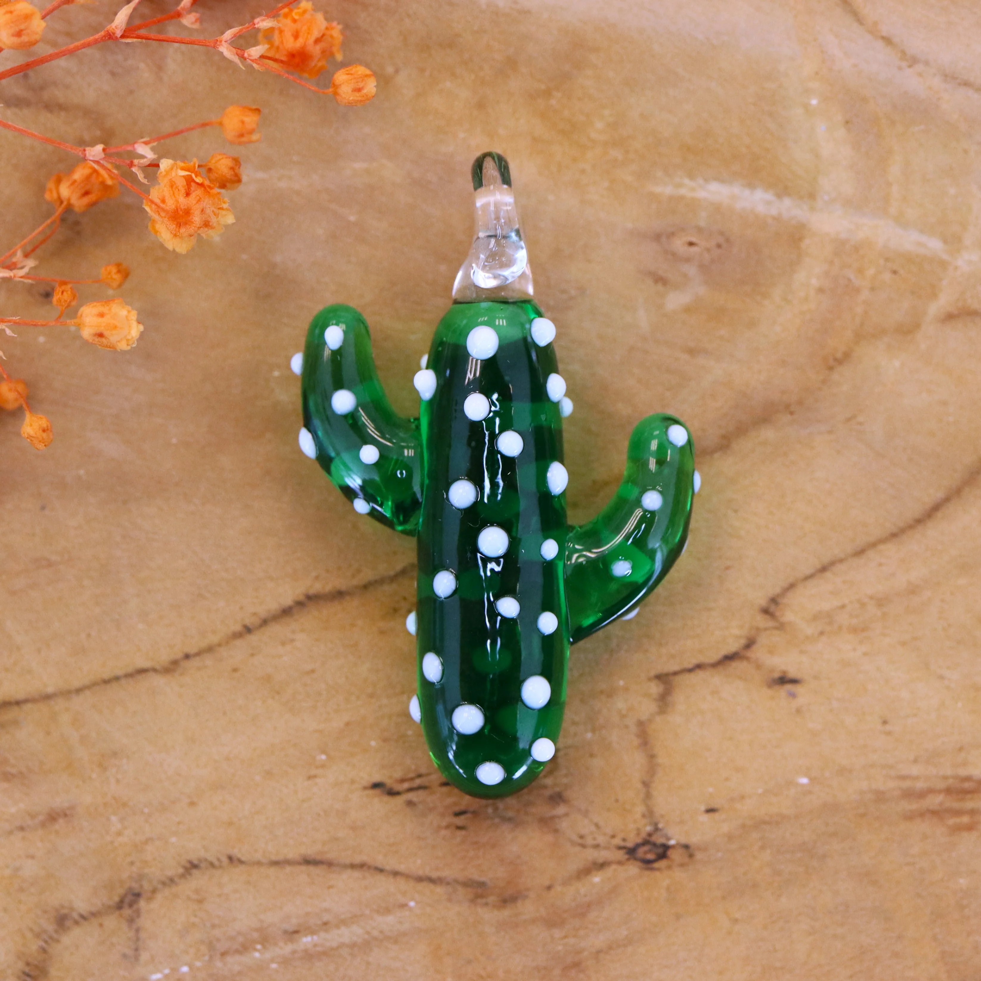 Kettingbedel - glazen cactus groen