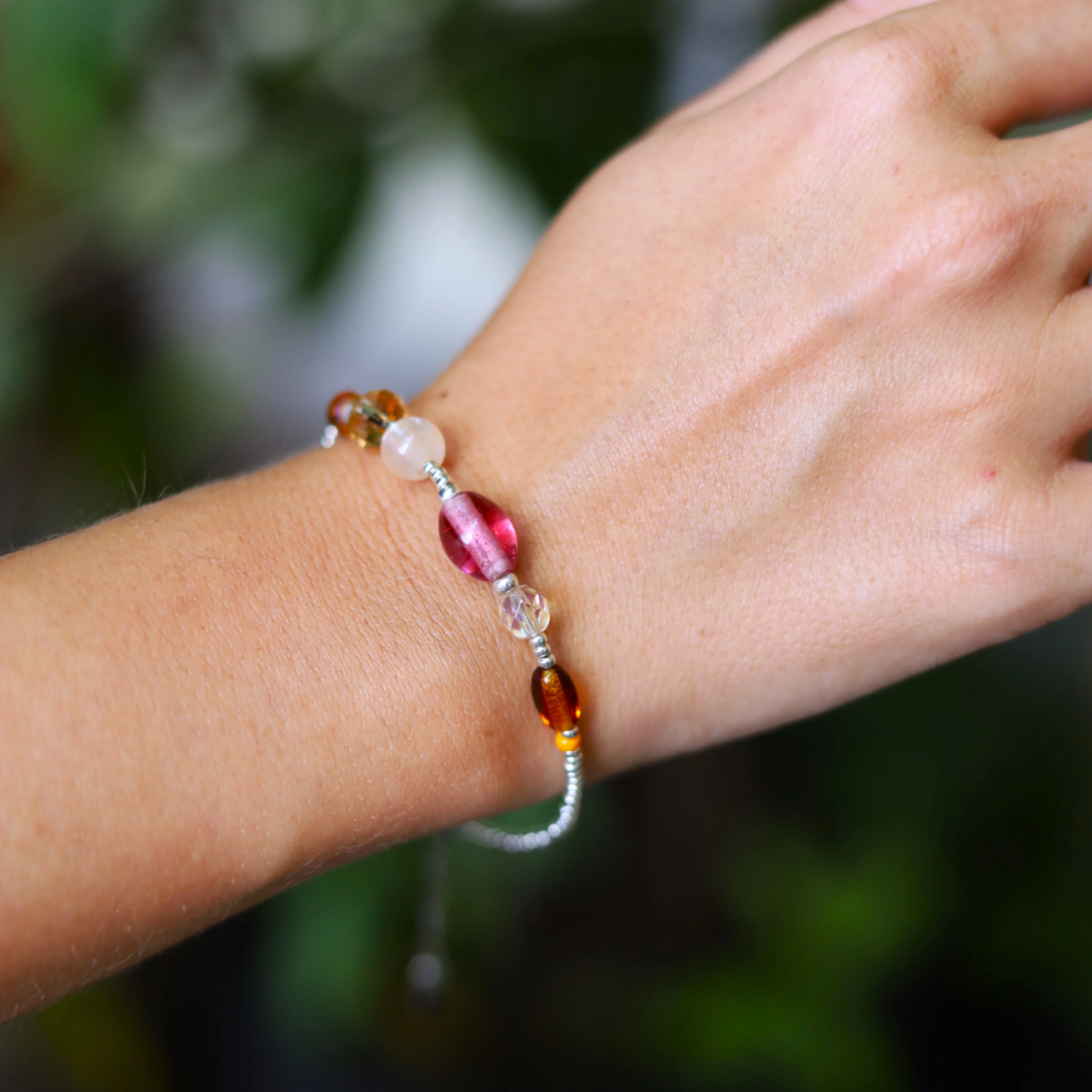 Armband - gekleurde glaskralen zilver - Image 2