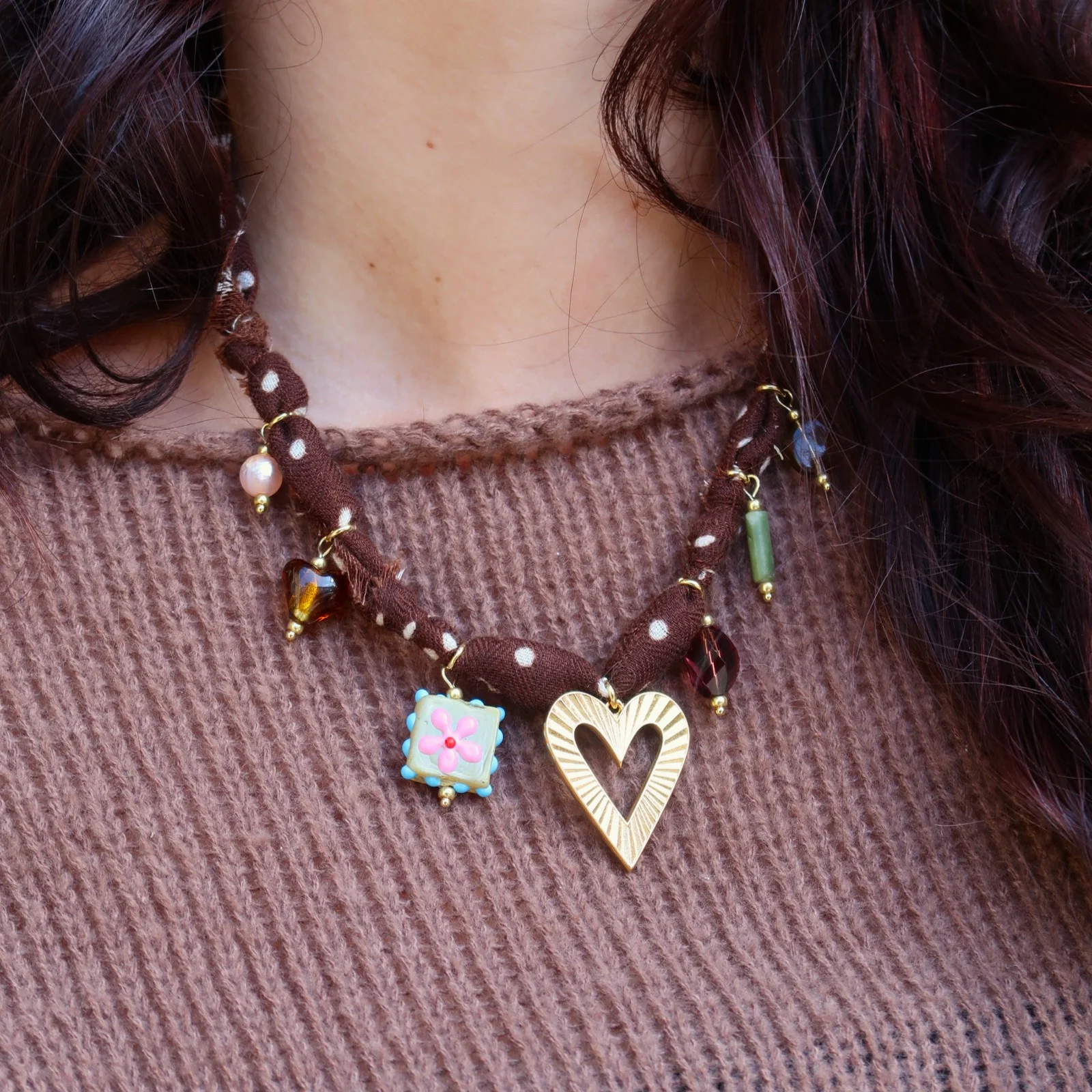 Bandana ketting - polkadot goud - Image 3