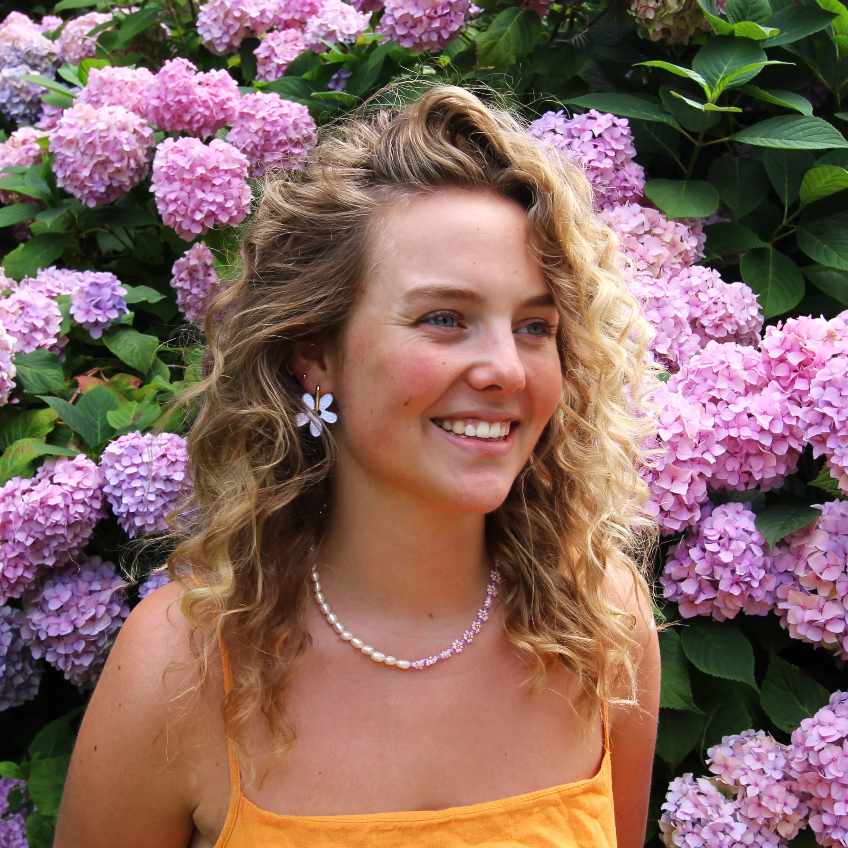 Kralenketting - lila Miyuki bloemen en zoetwaterparels - Image 2