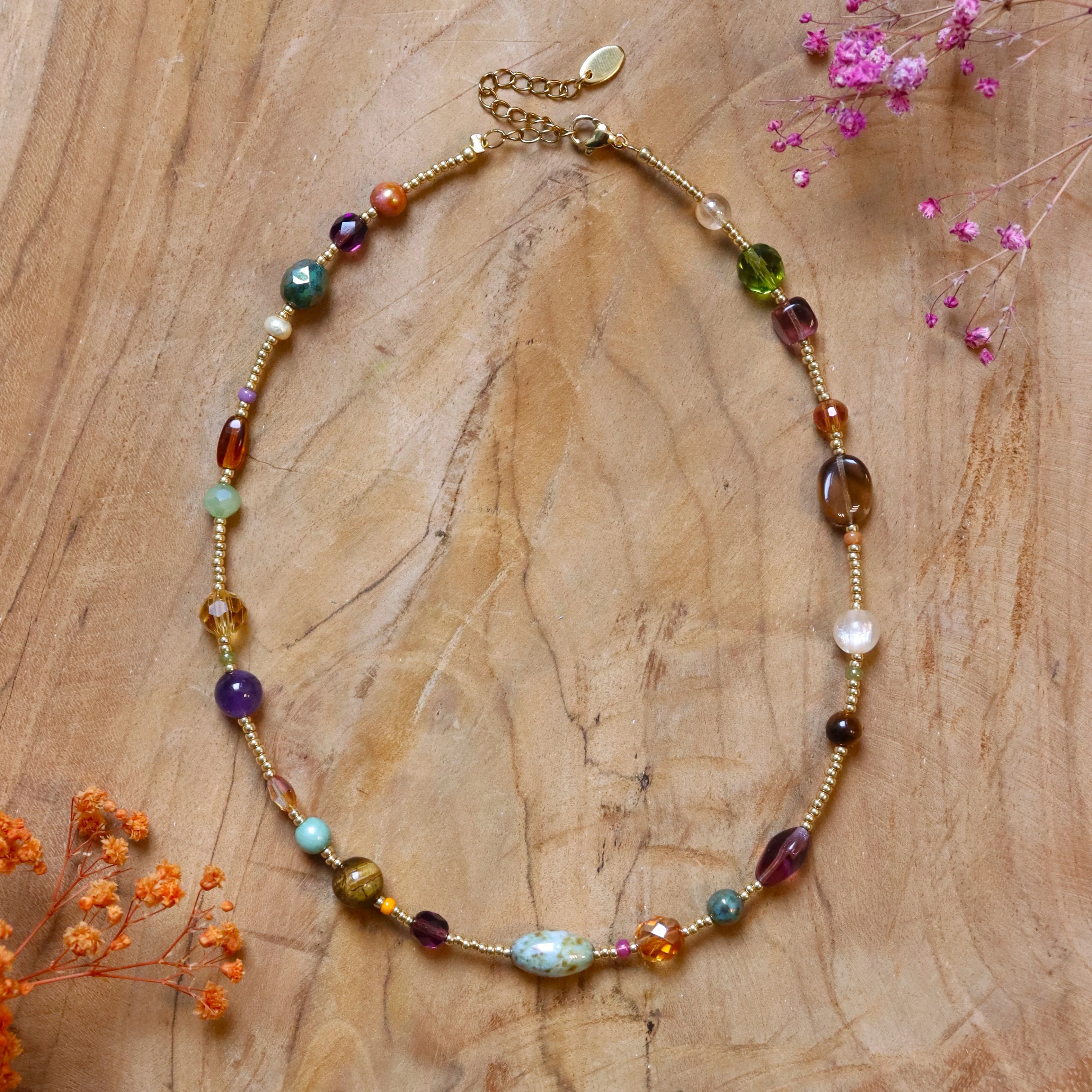 Kralenketting met glaskralen - goud