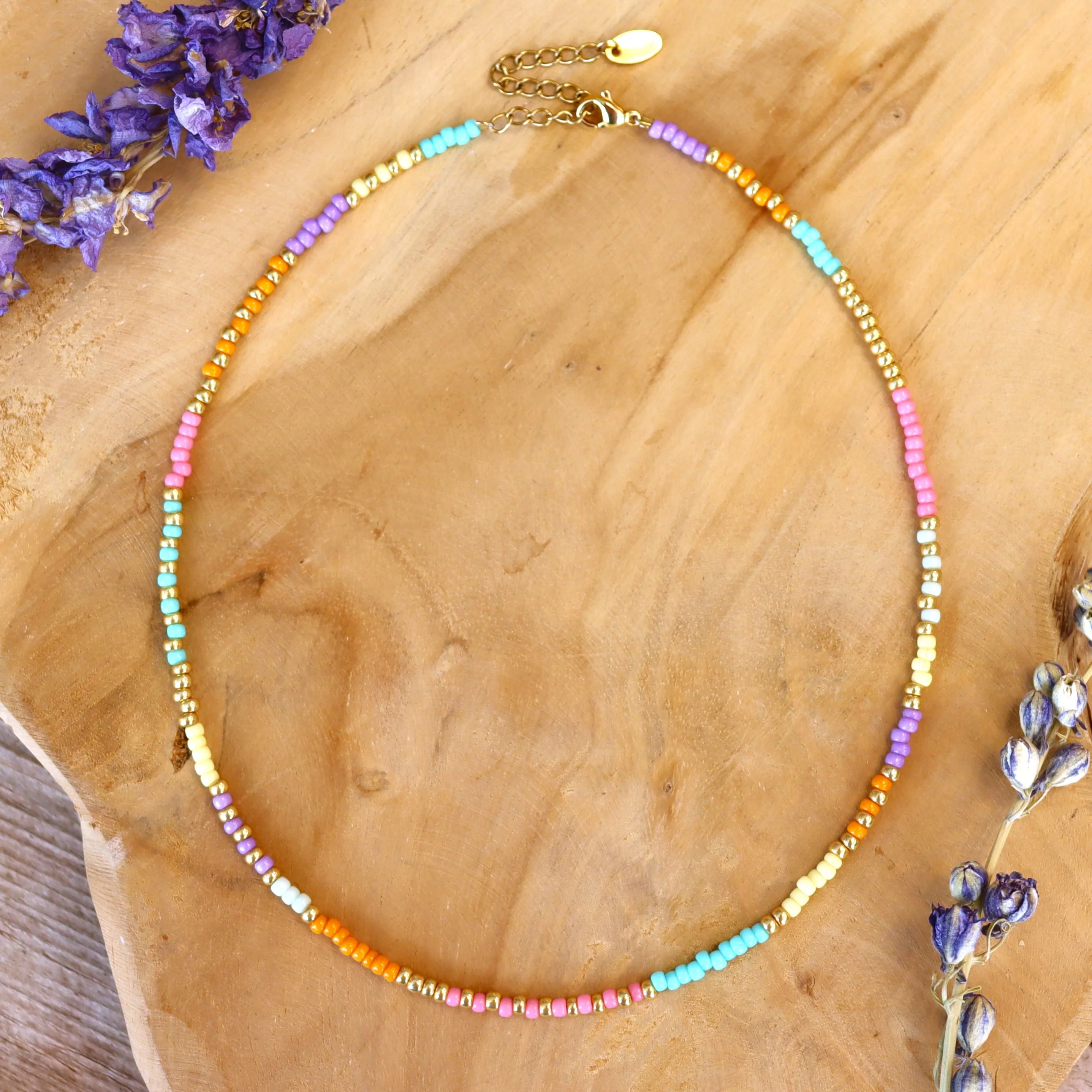 Kralenketting Miyuki - pastelkleuren goud