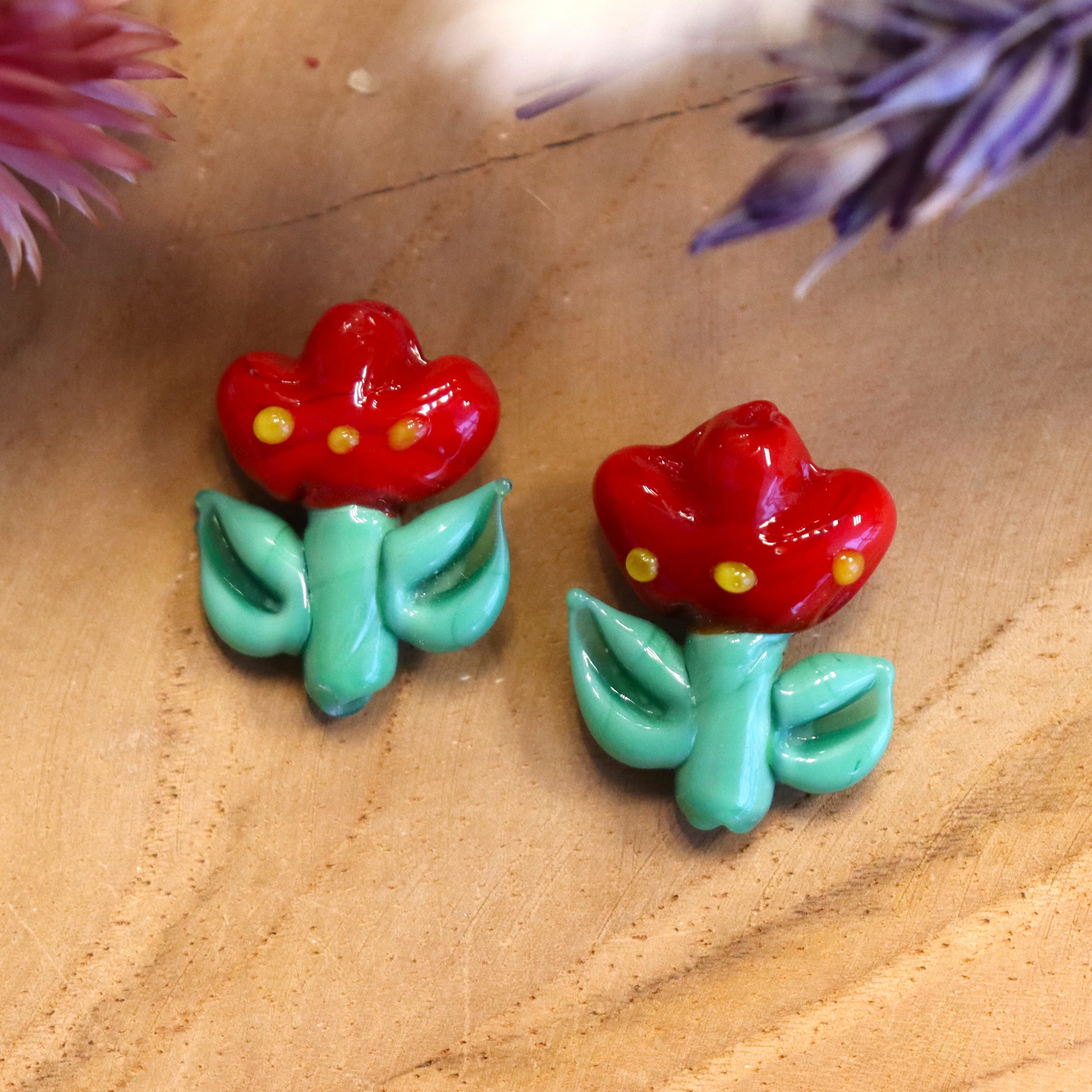 Lampwork tulpje - rood