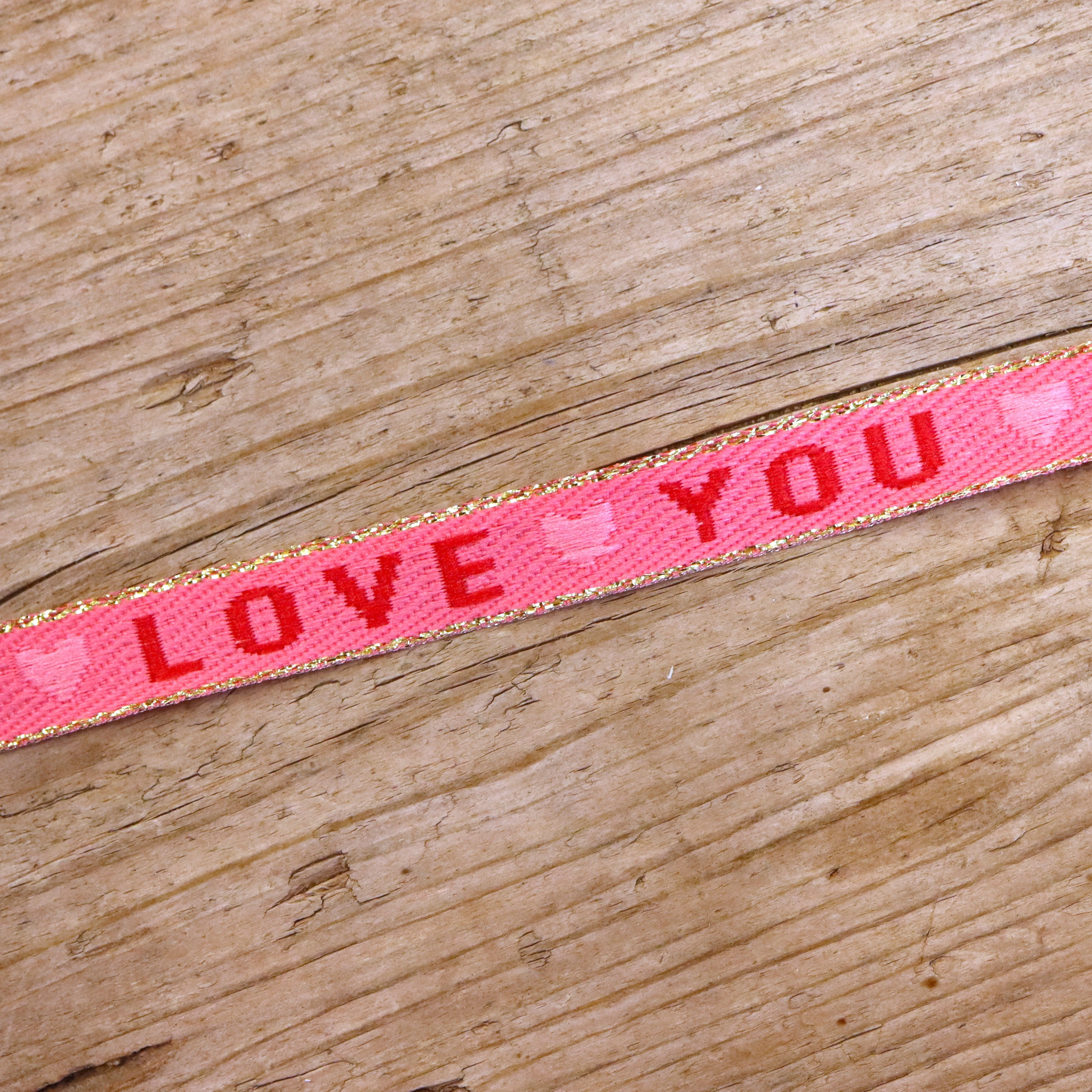 Lint love you met hartjes roze