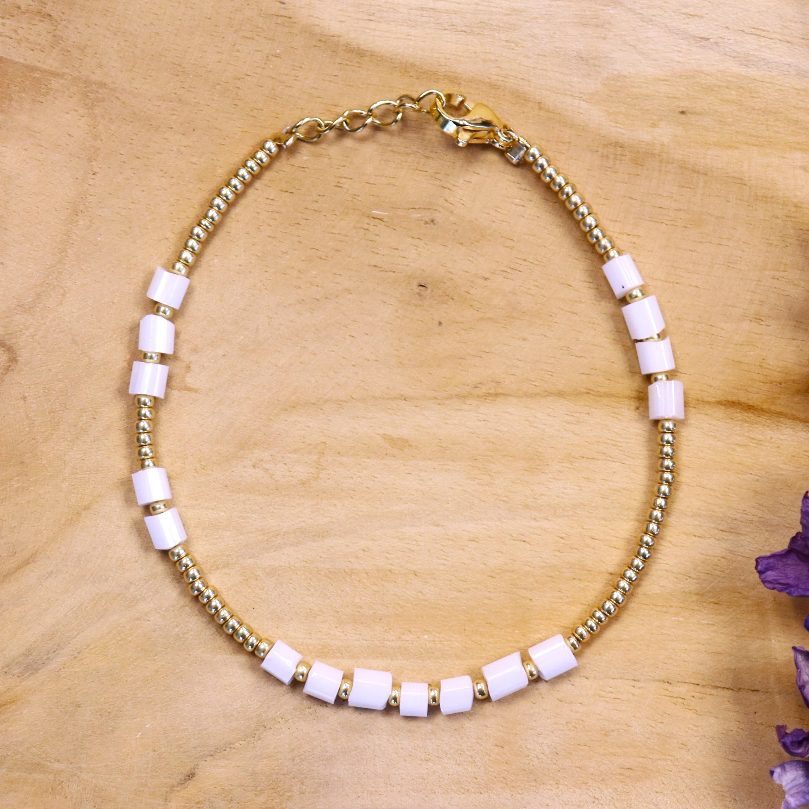 Miyuki armband goud met glaskralen