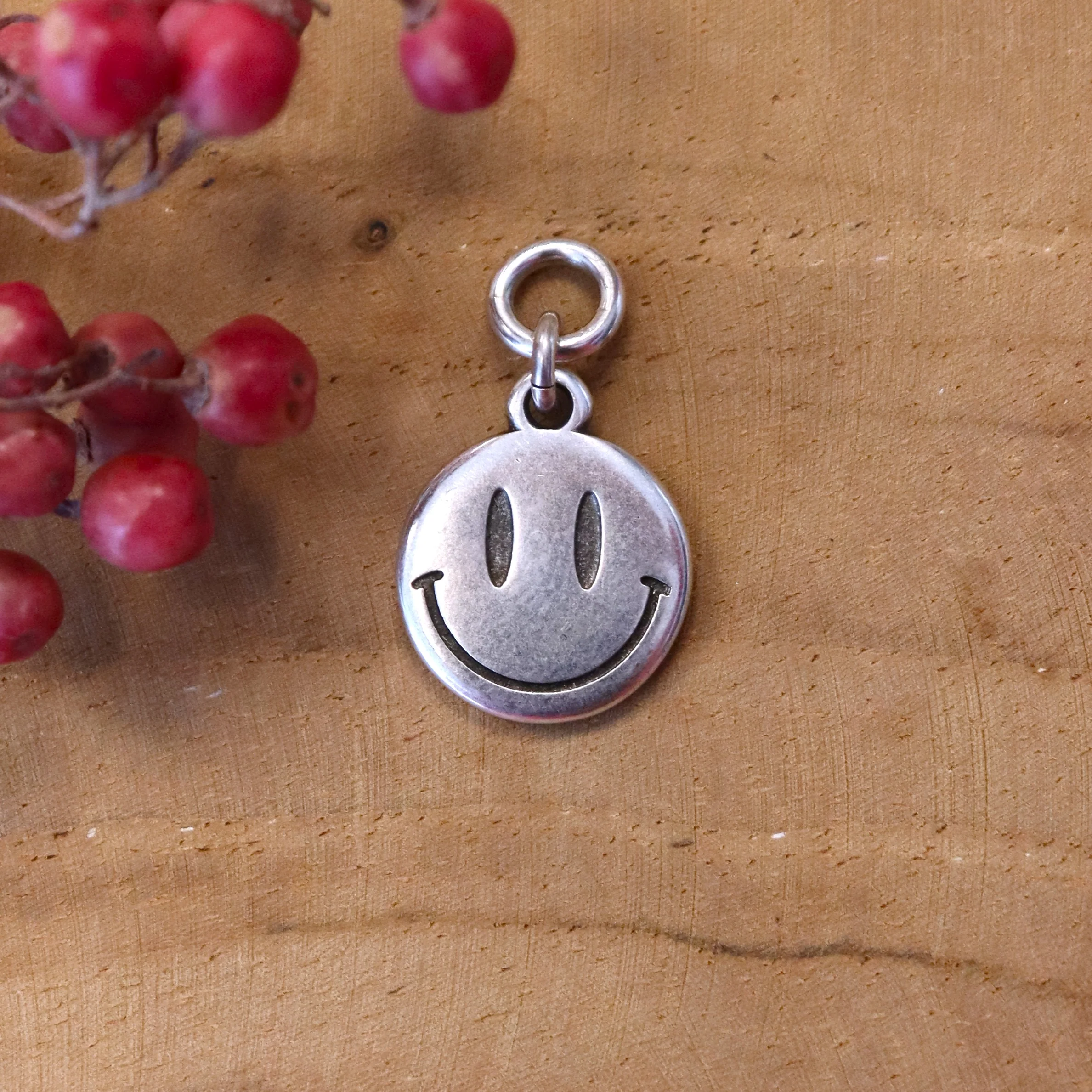 Oorringbedel smiley - zilver