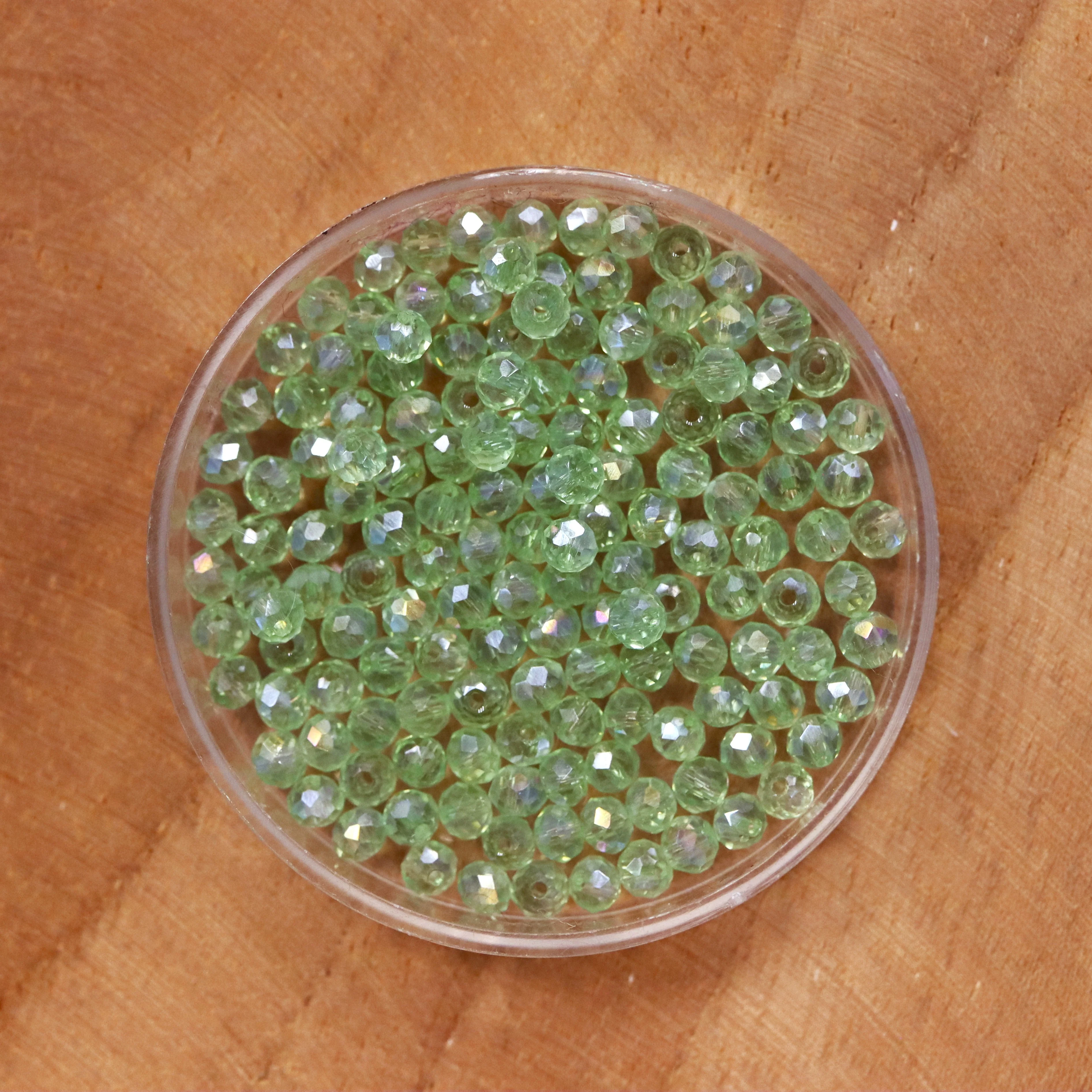 Rondel facetkralen 2x3 mm - Light green