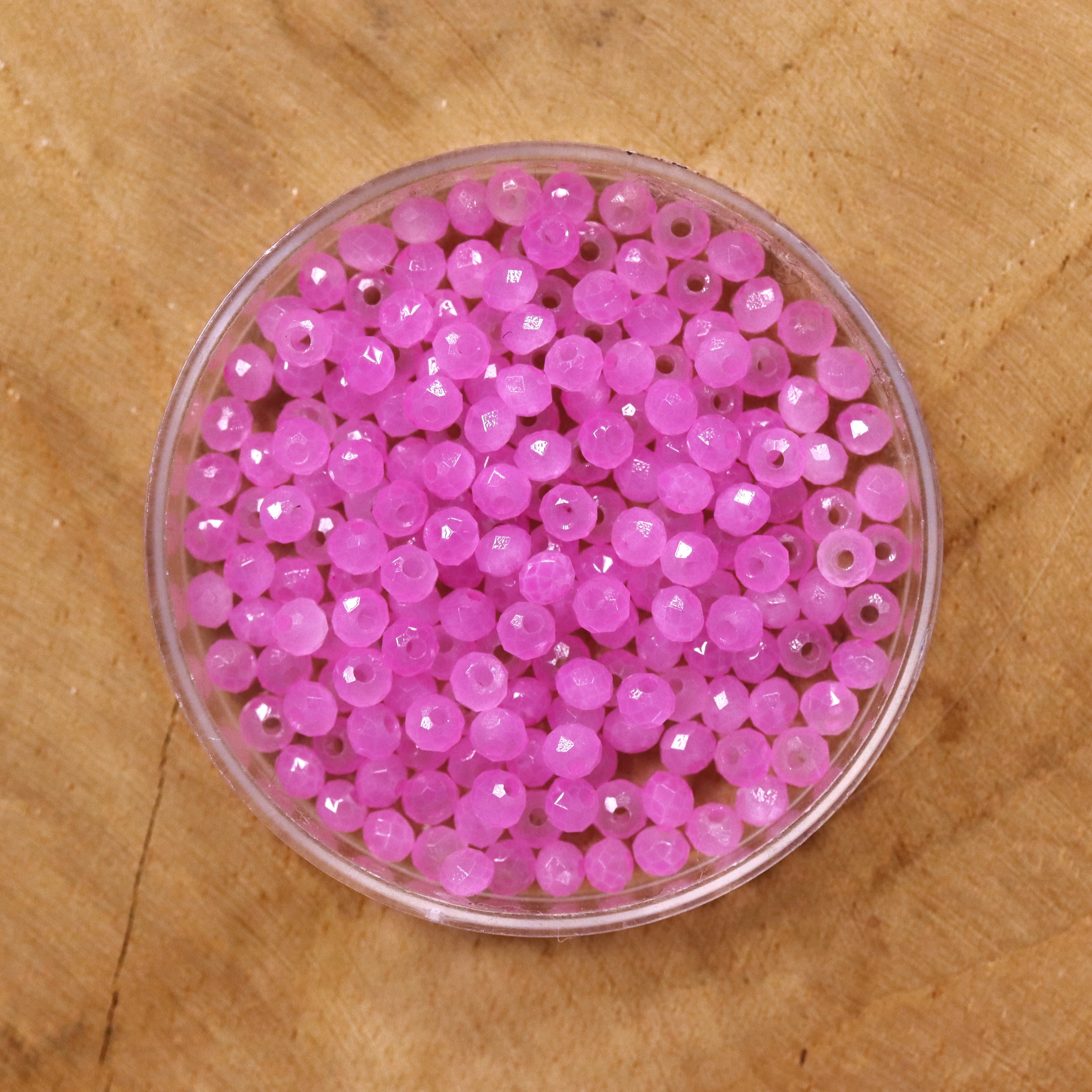 Rondel facetkralen 2x3 mm - Pink