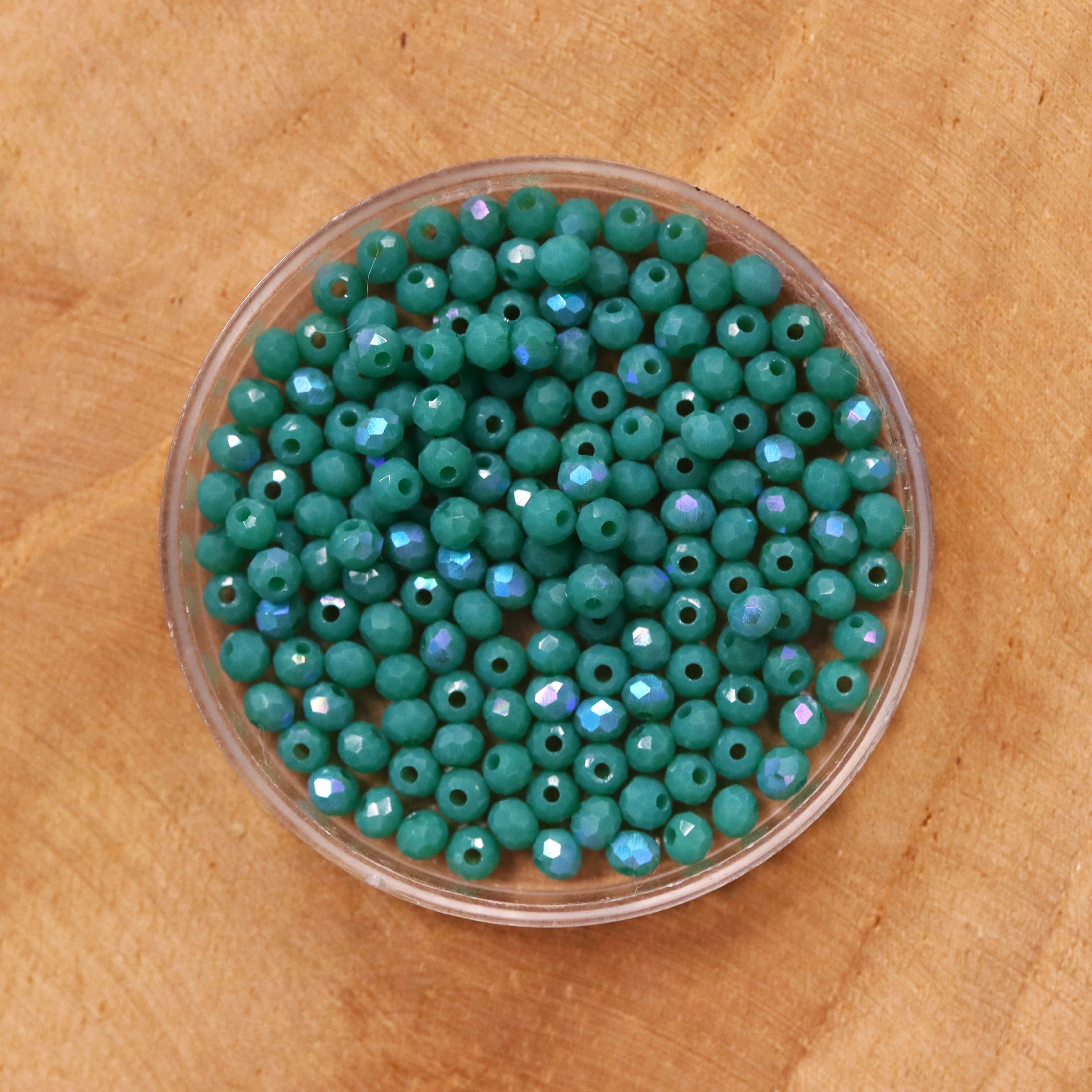 Rondel facetkralen 2x3 mm - Spruce AB green
