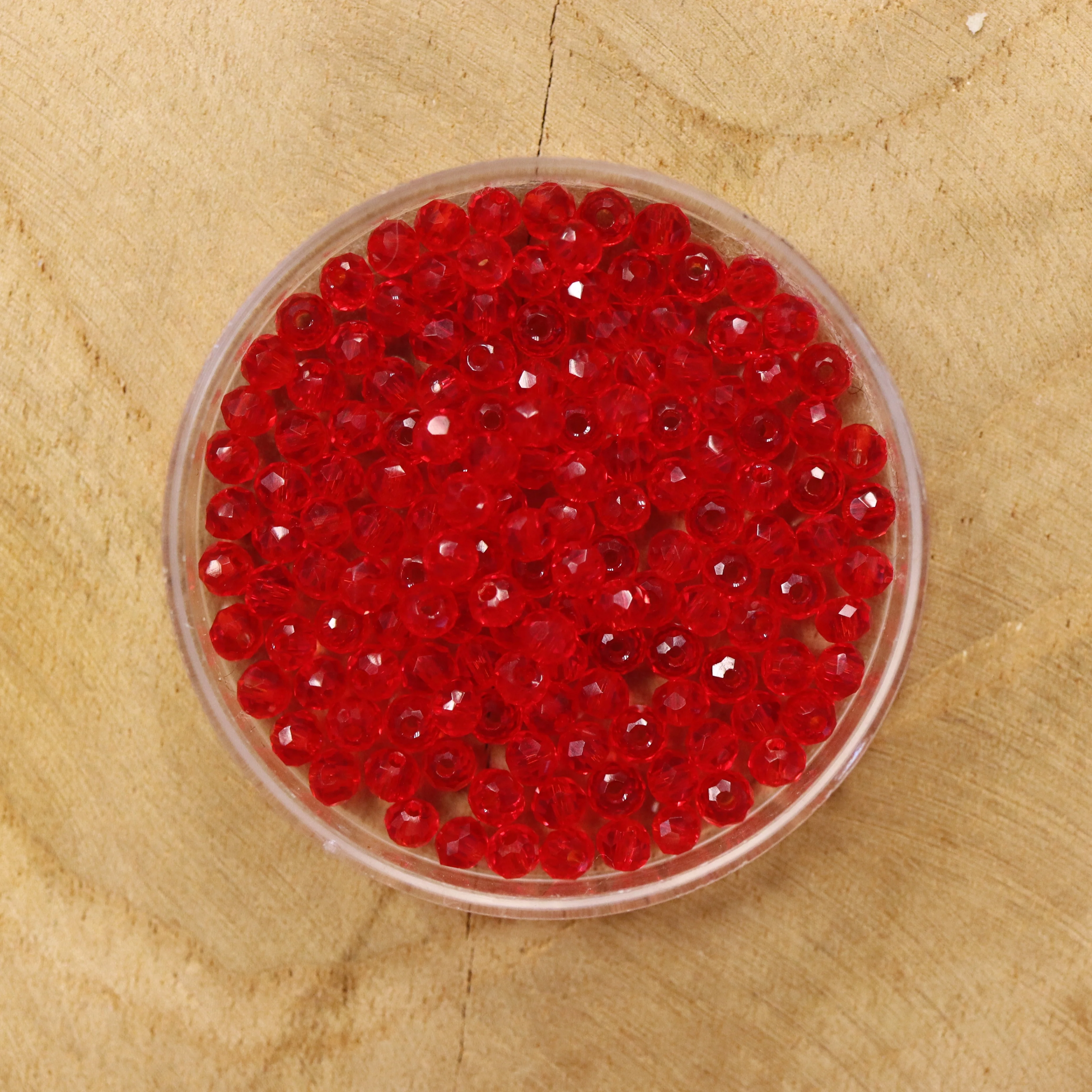 Rondel facetkralen 2x3 mm - Red