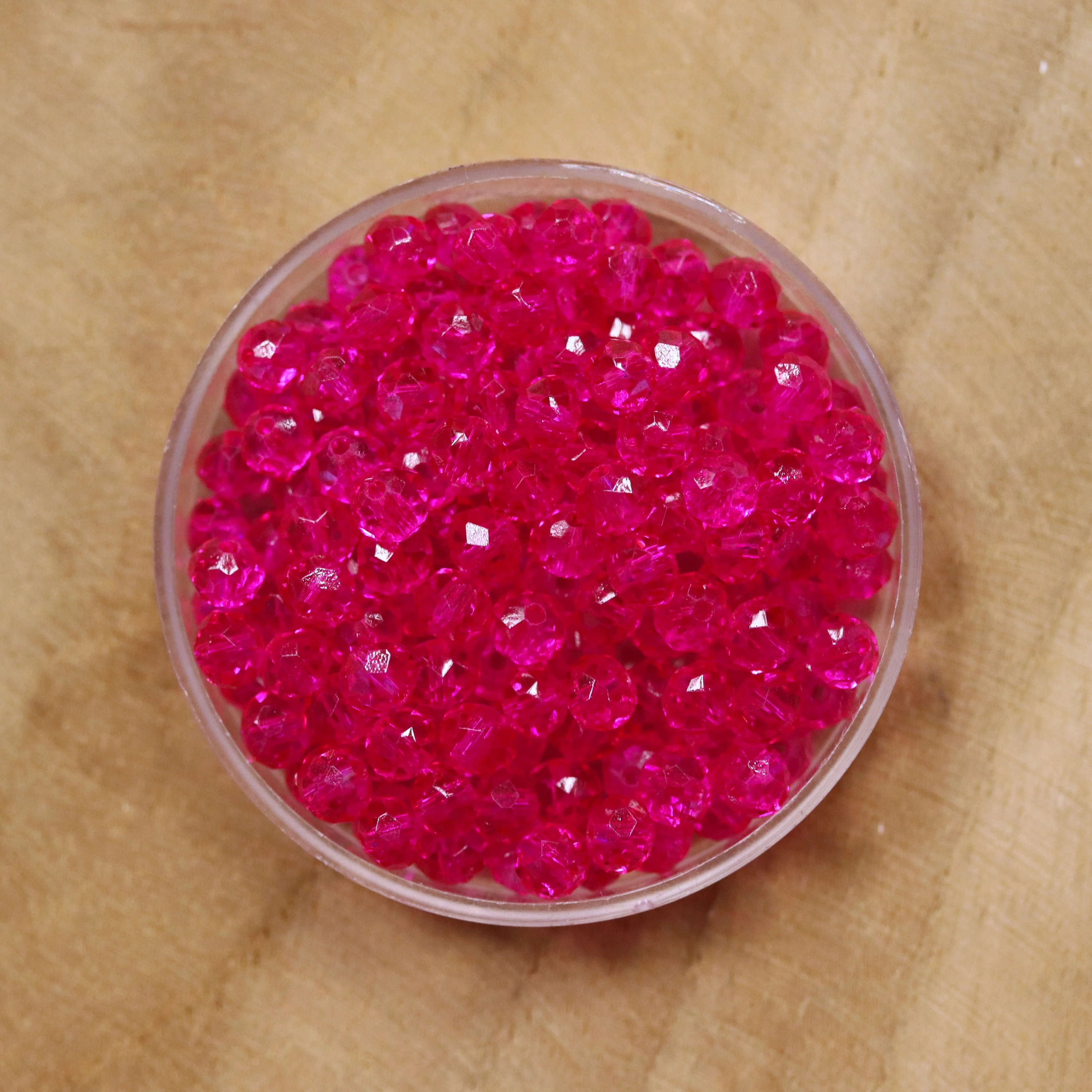Rondel facetkralen 3x4 mm - Fuchsia