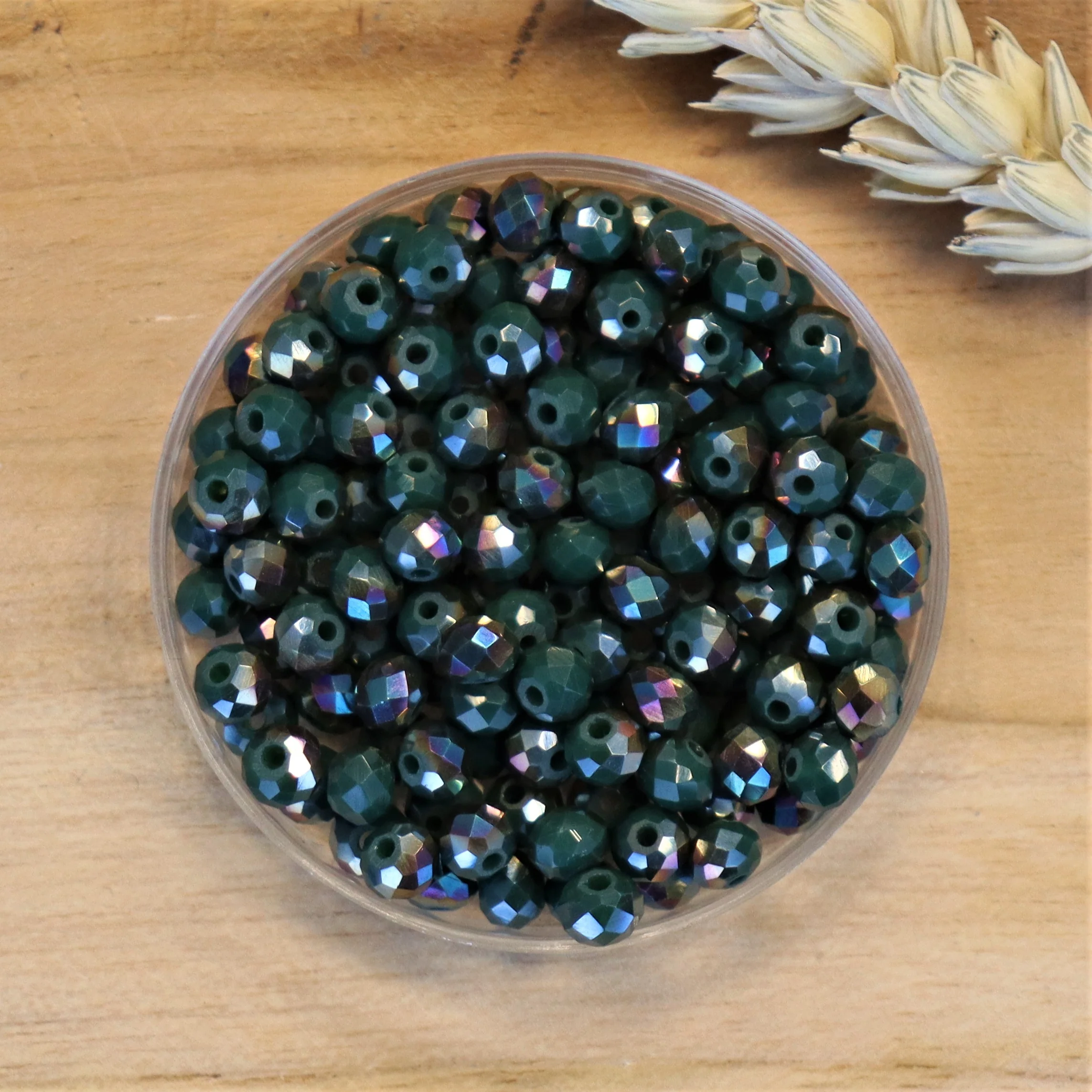 Rondel facetkralen 3x4 mm - Eucalyptus AB