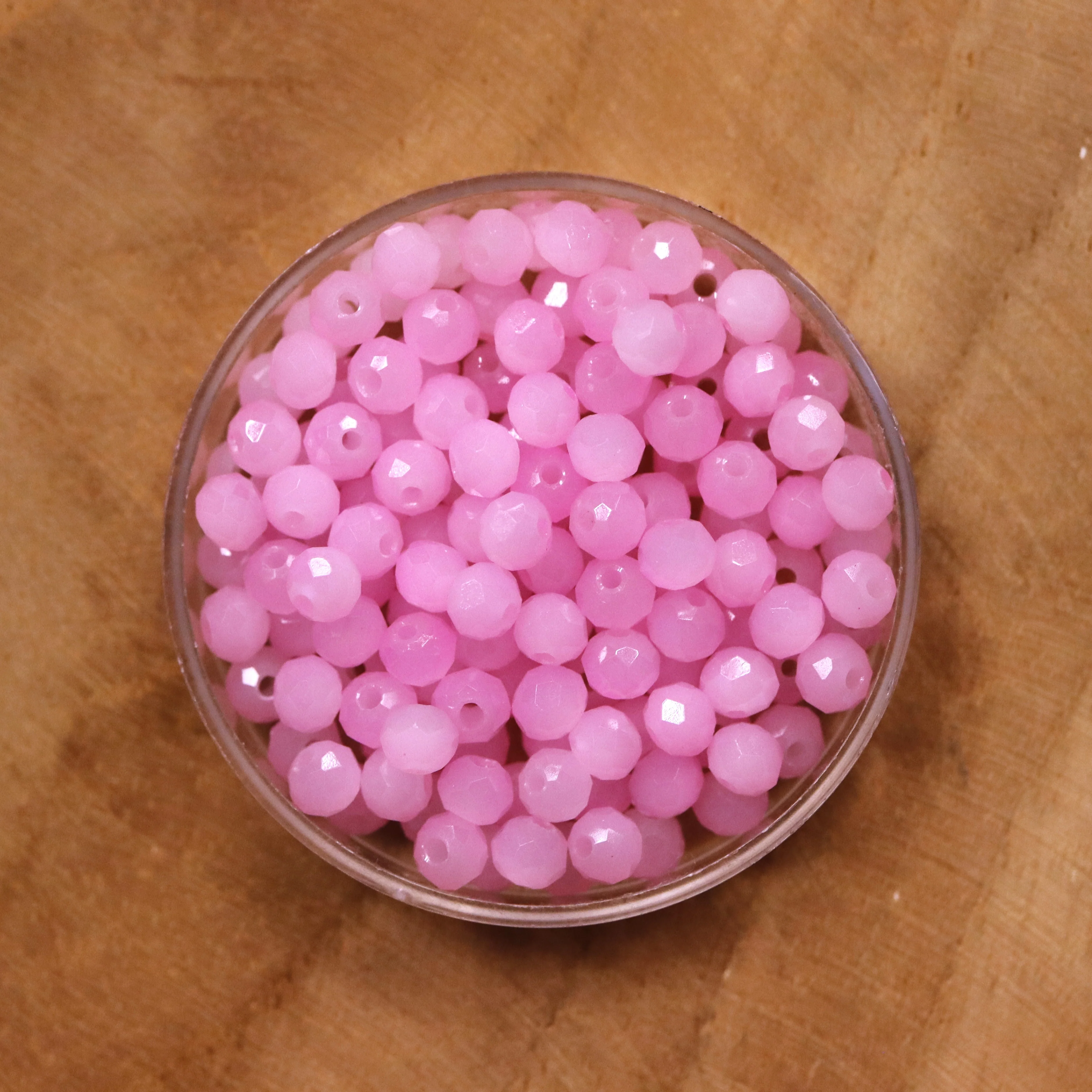 Rondel facetkralen 3x4 mm - Soft pink