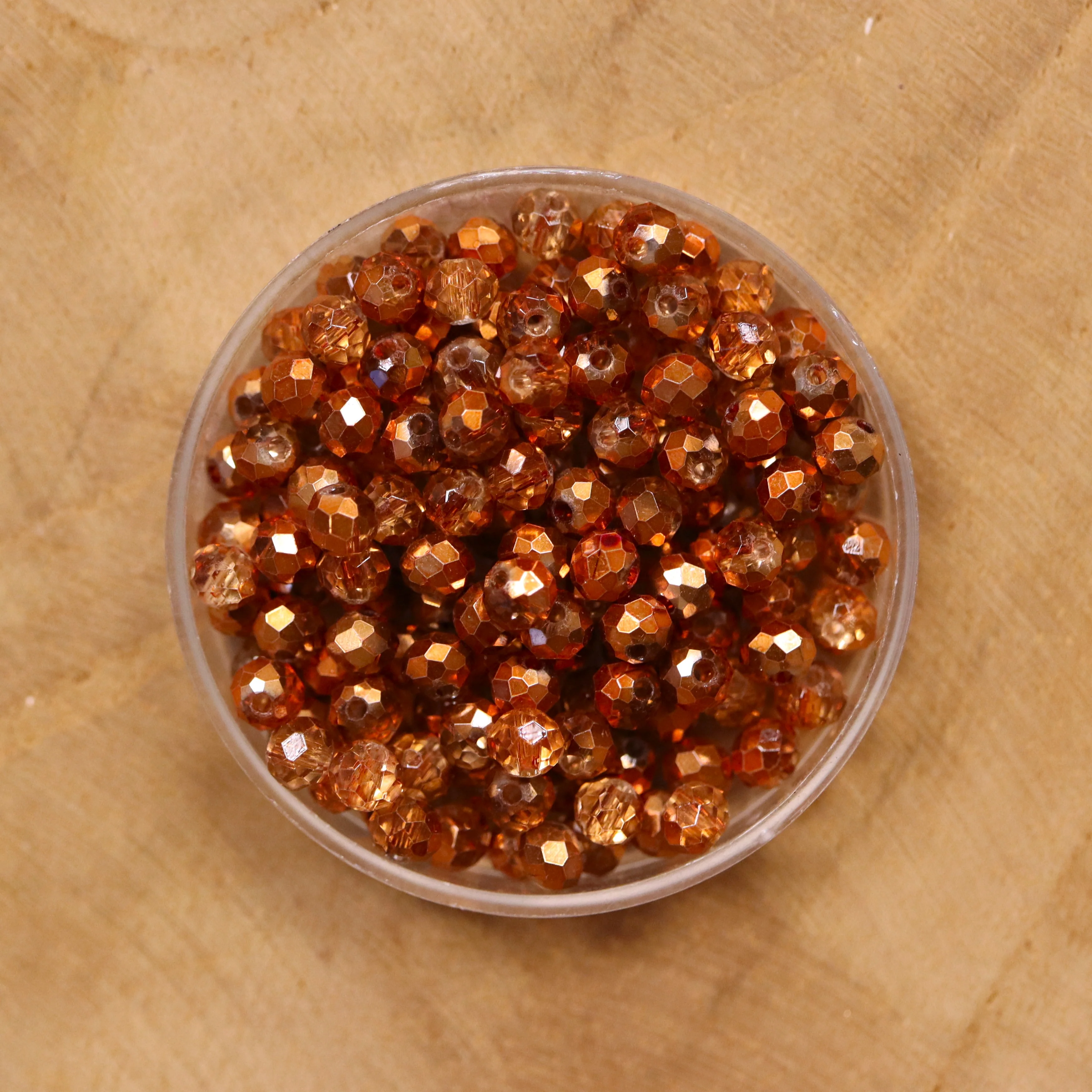 Rondel facetkralen 3x4 mm - Copper plated