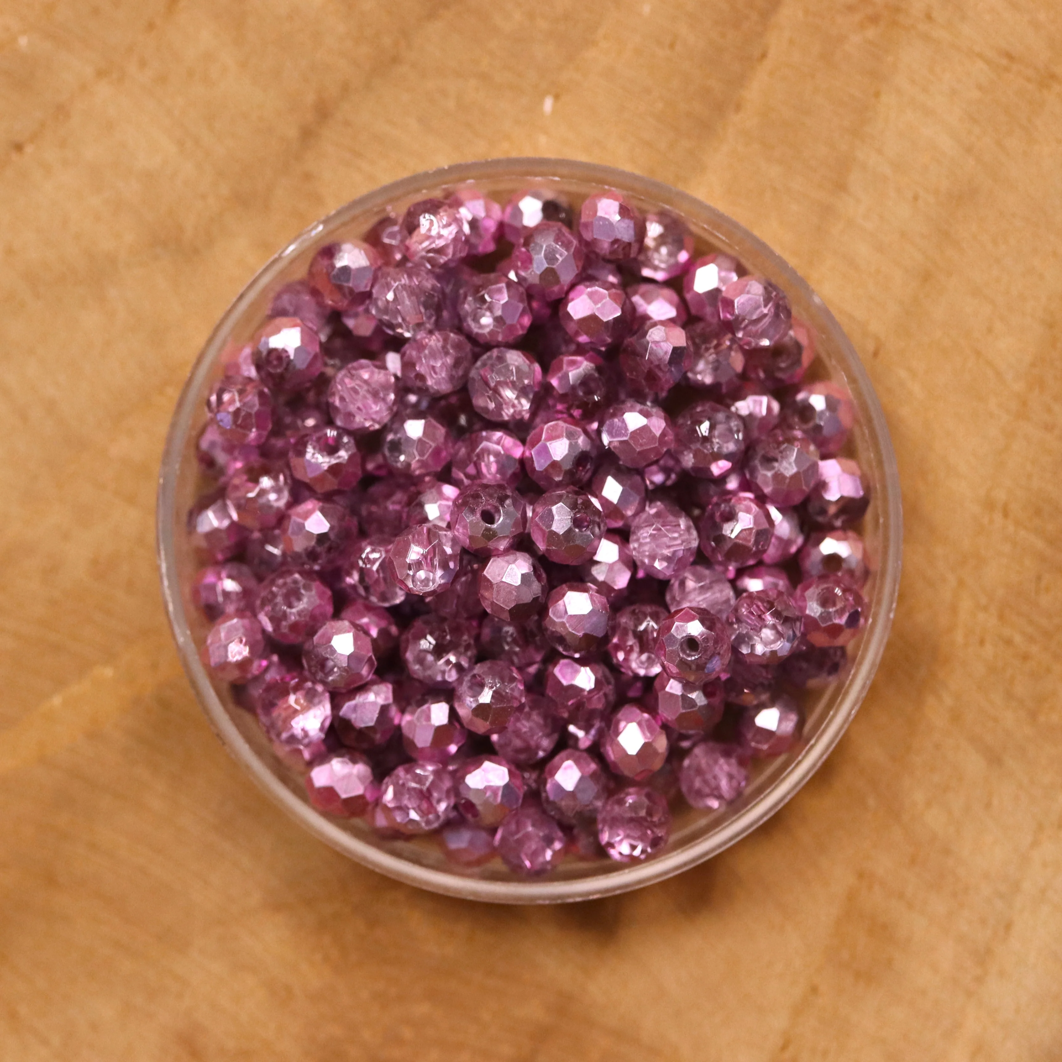 Rondel facetkralen 3x4 mm - Pink diamond coating