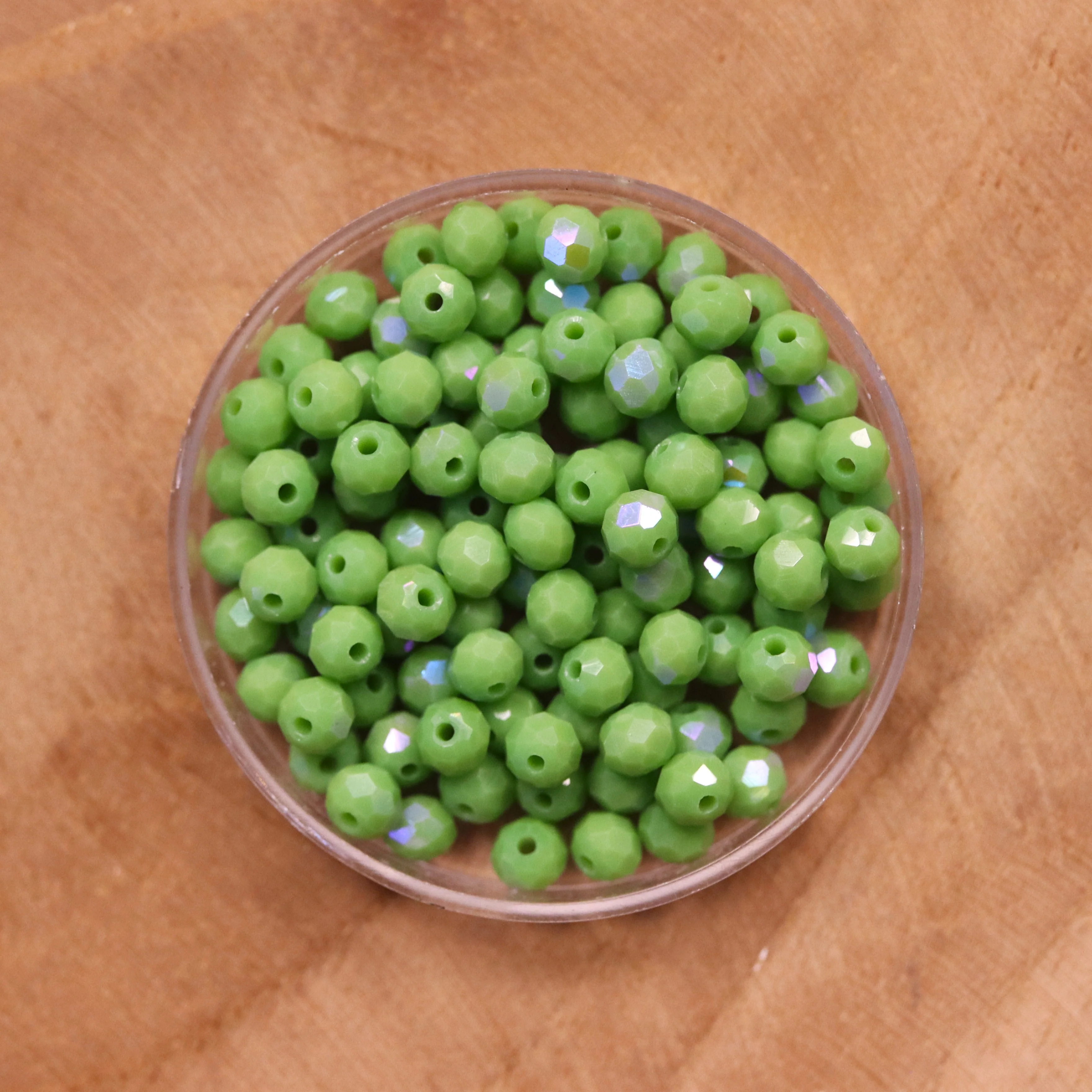 Rondel facetkralen 3x4 mm - AB green
