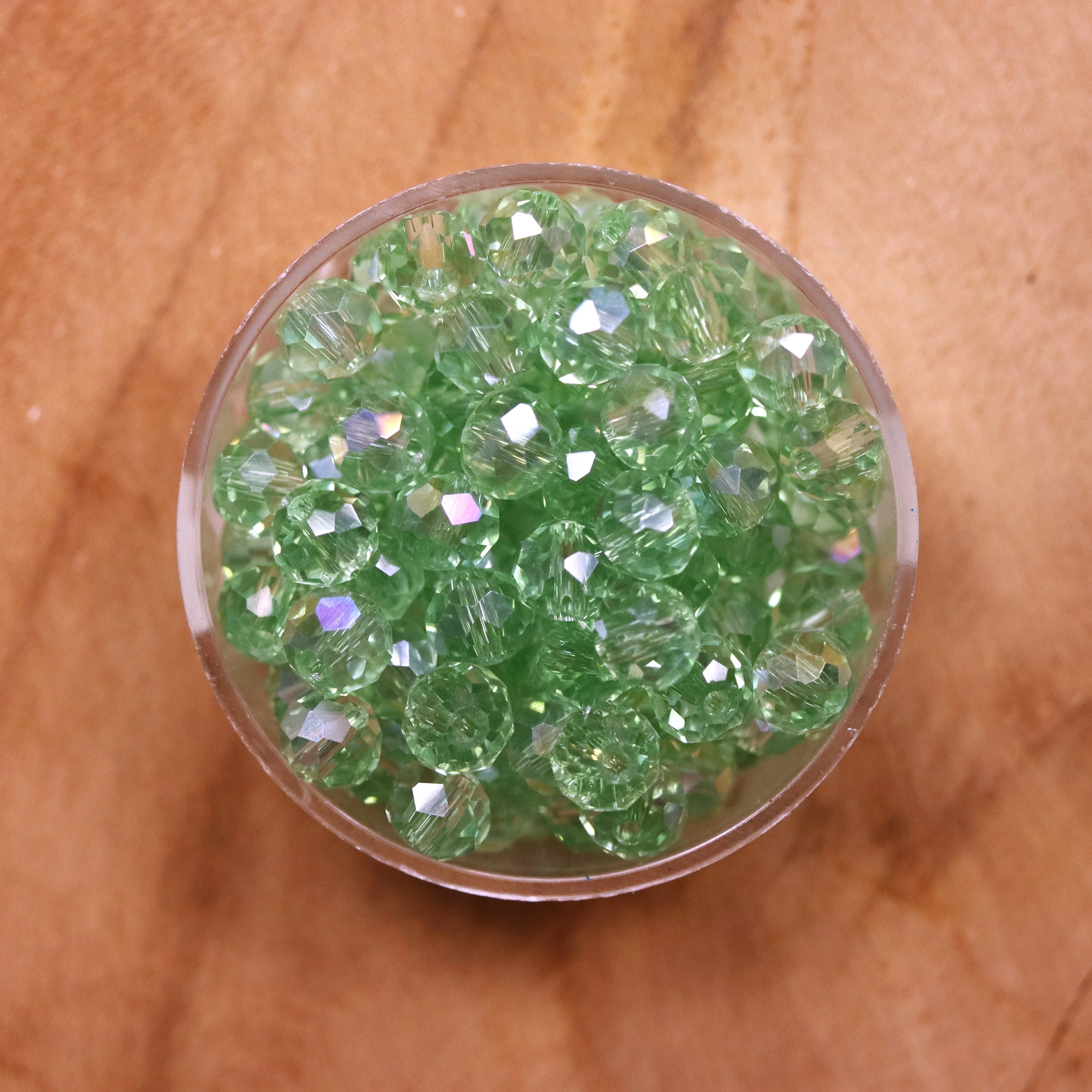 Rondel facetkralen 4x6 mm - Light green