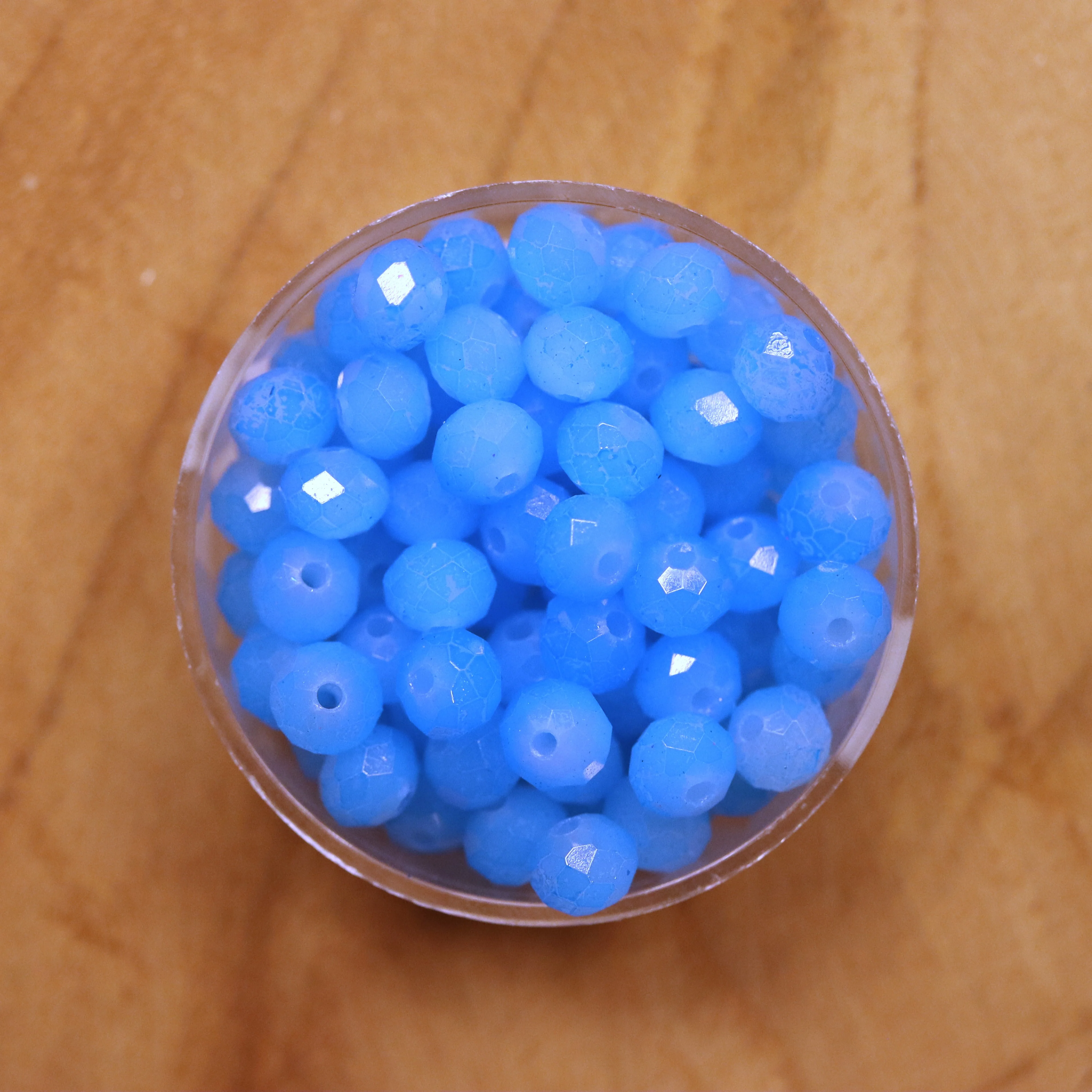 Rondel facetkralen 4x6 mm - Aqua blue