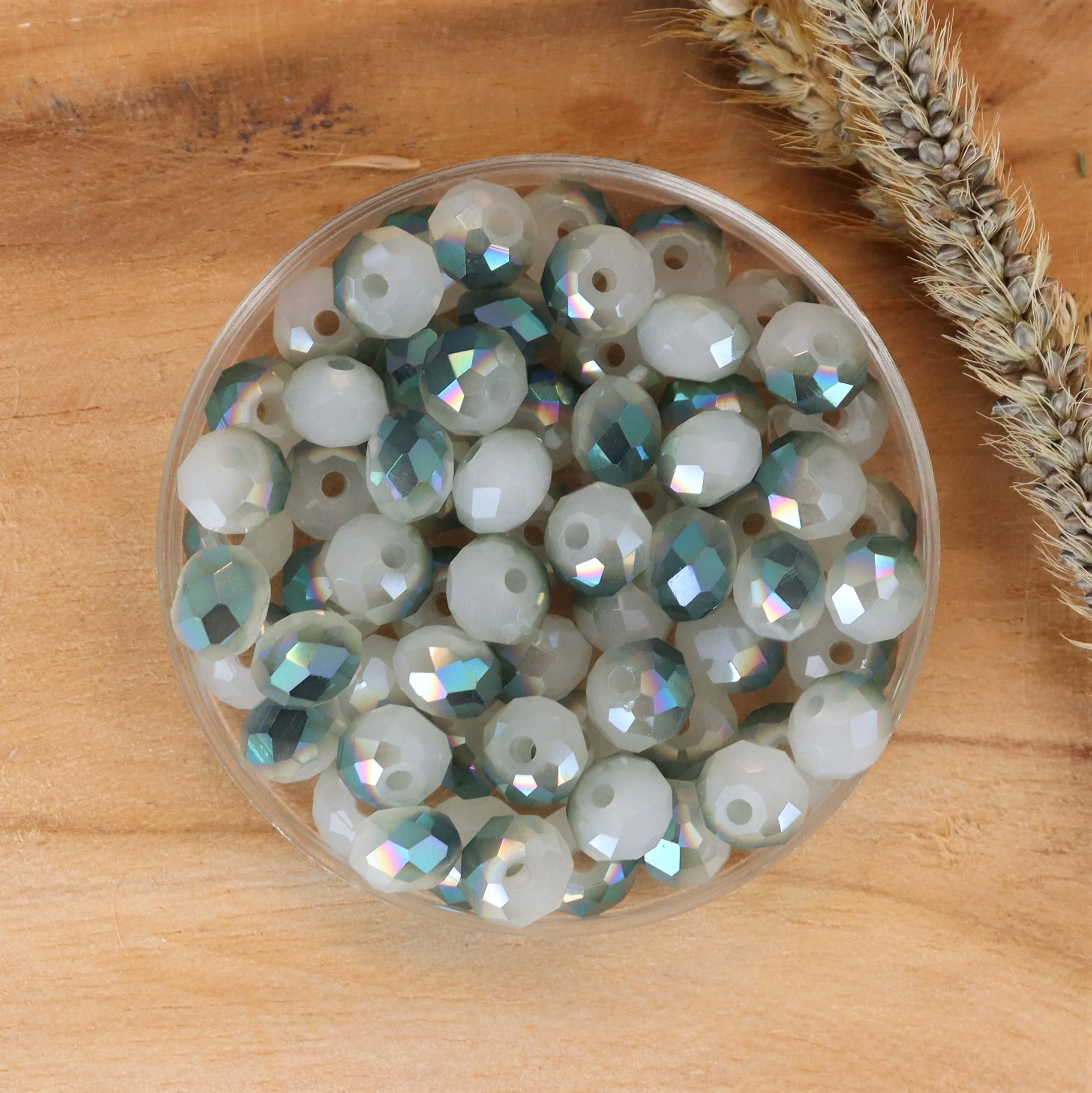 Rondel facetkralen 4x6 mm - Milky white diamond coating