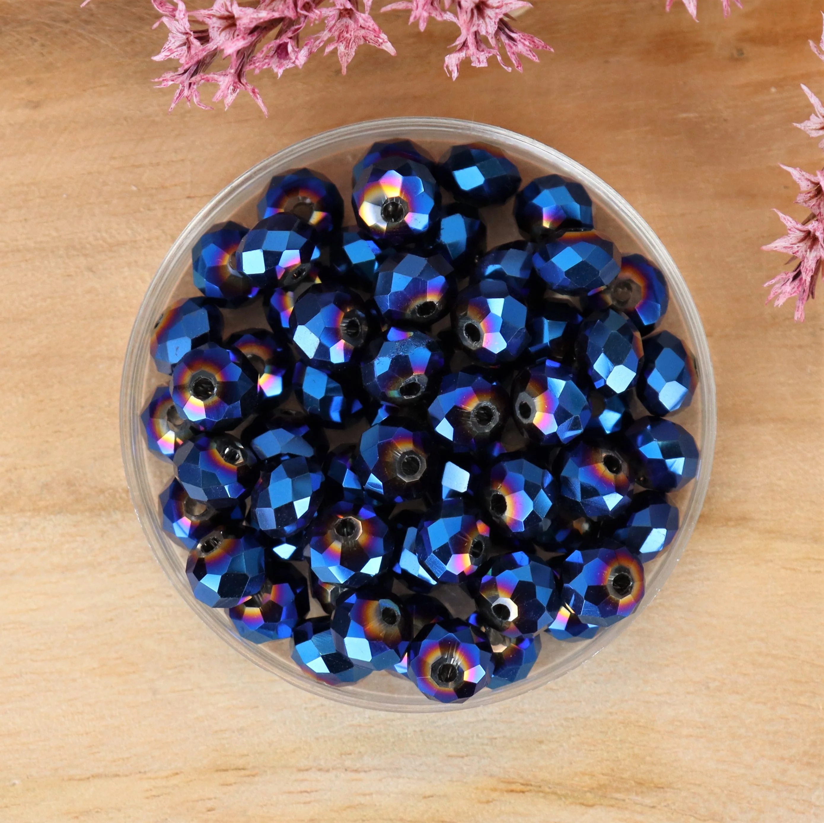 Rondel facetkralen 4x6 mm - Metallic blue