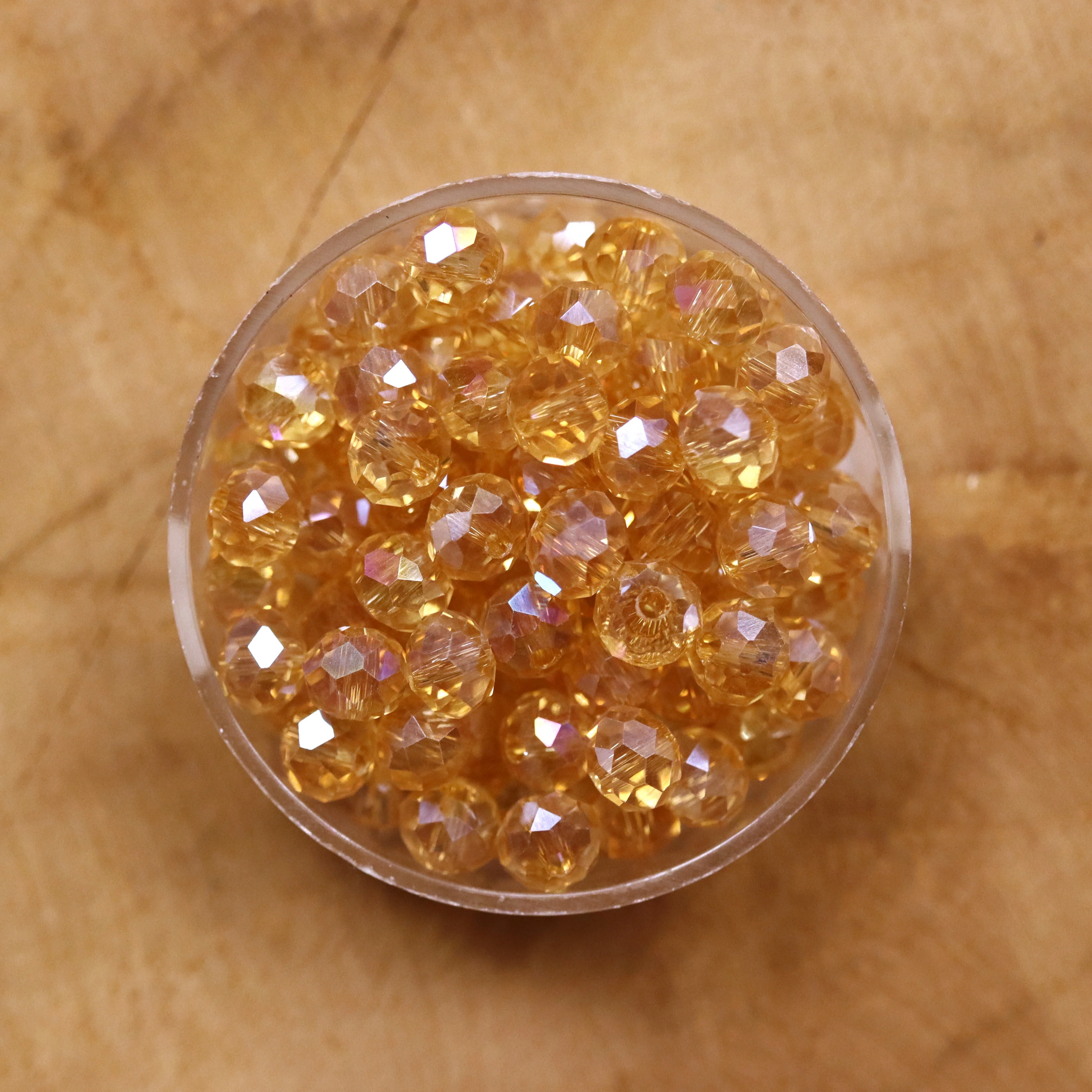 Rondel facetkralen 4x6 mm - Champagne