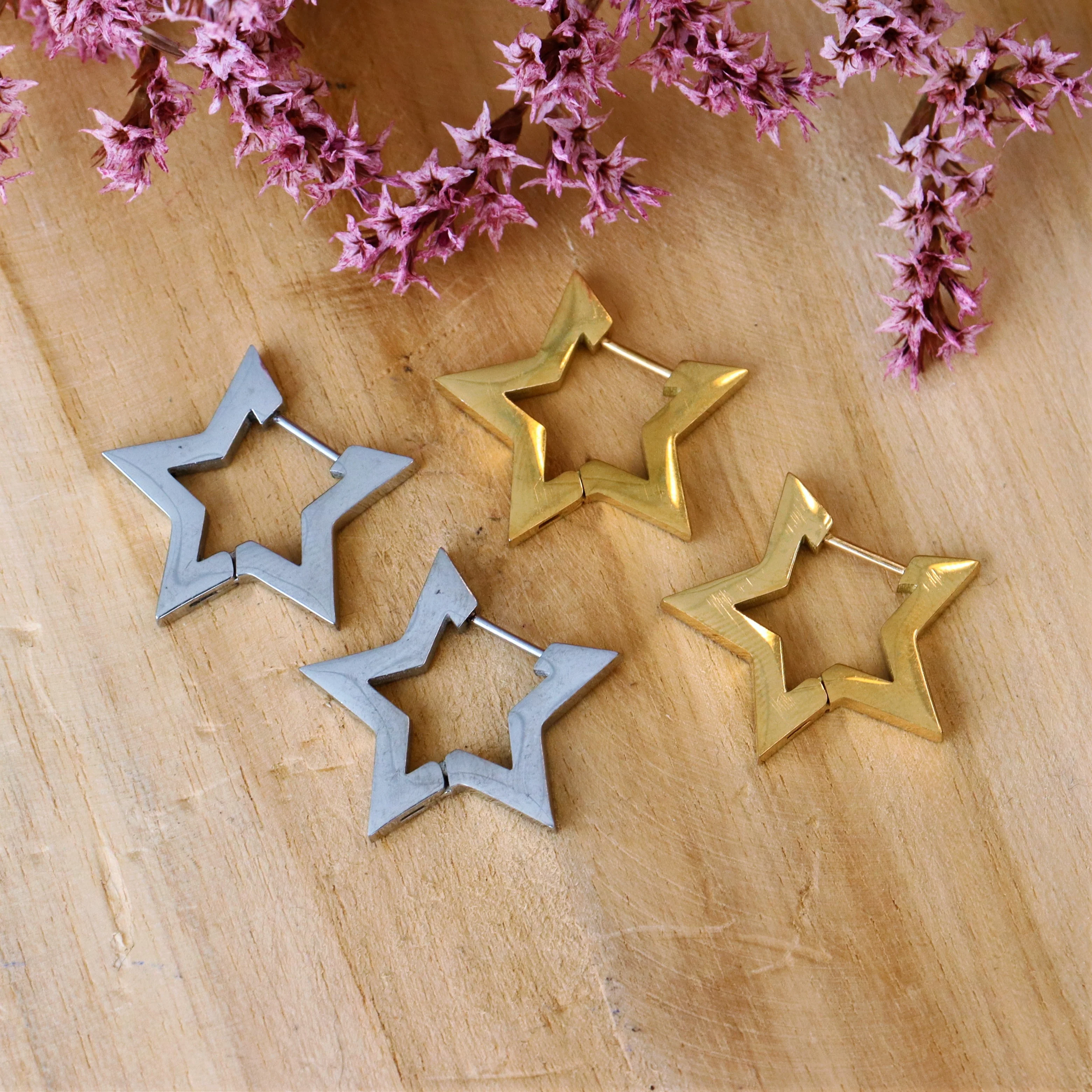 Stainless steel sterrenoorbellen goud - Image 2