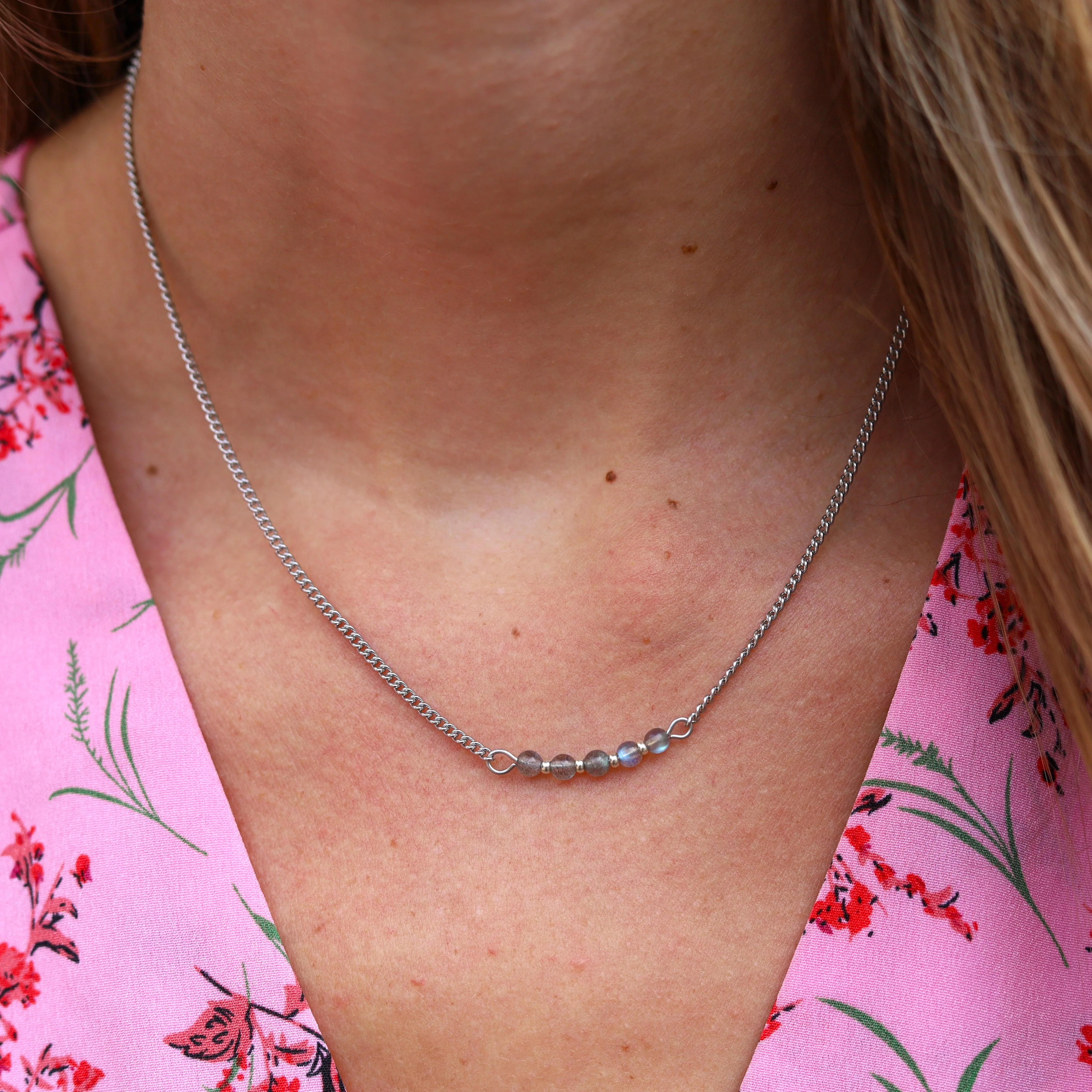 Stainless steel ketting zilver - labradoriet - Image 2