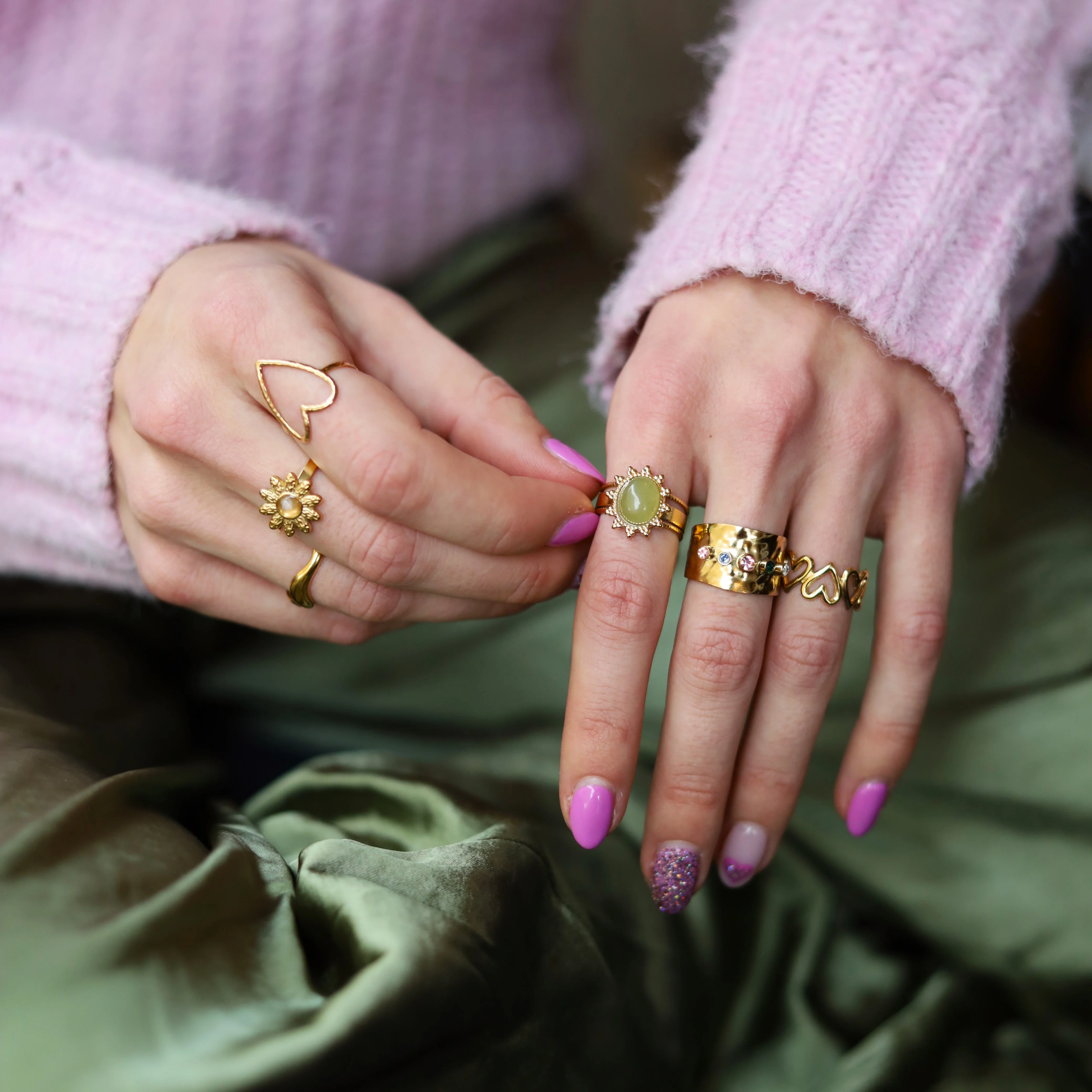 Stainless steel ring goud - open hart - Image 3