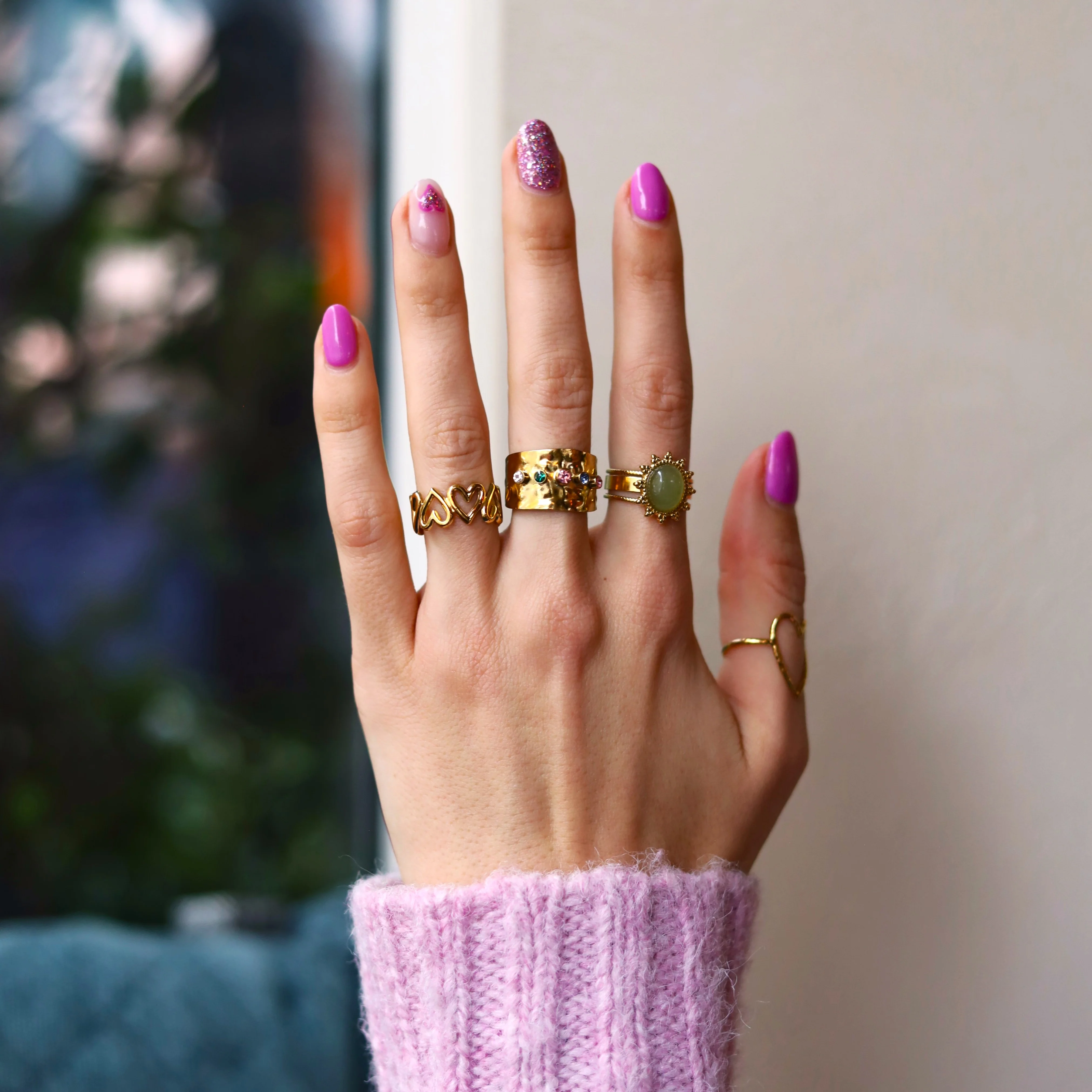 Stainless steel ring goud - open hart - Image 4