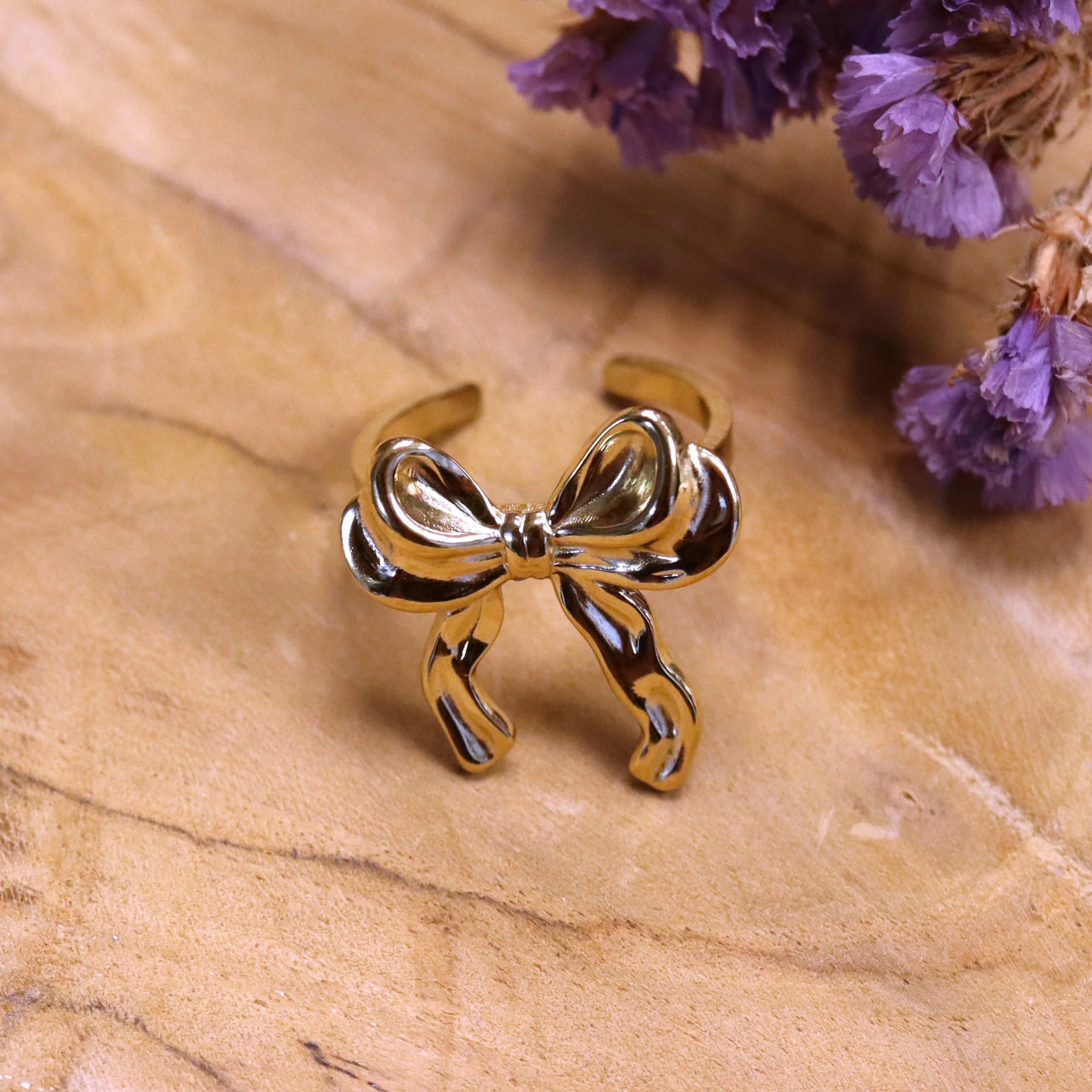 Stainless steel ring goud - strik