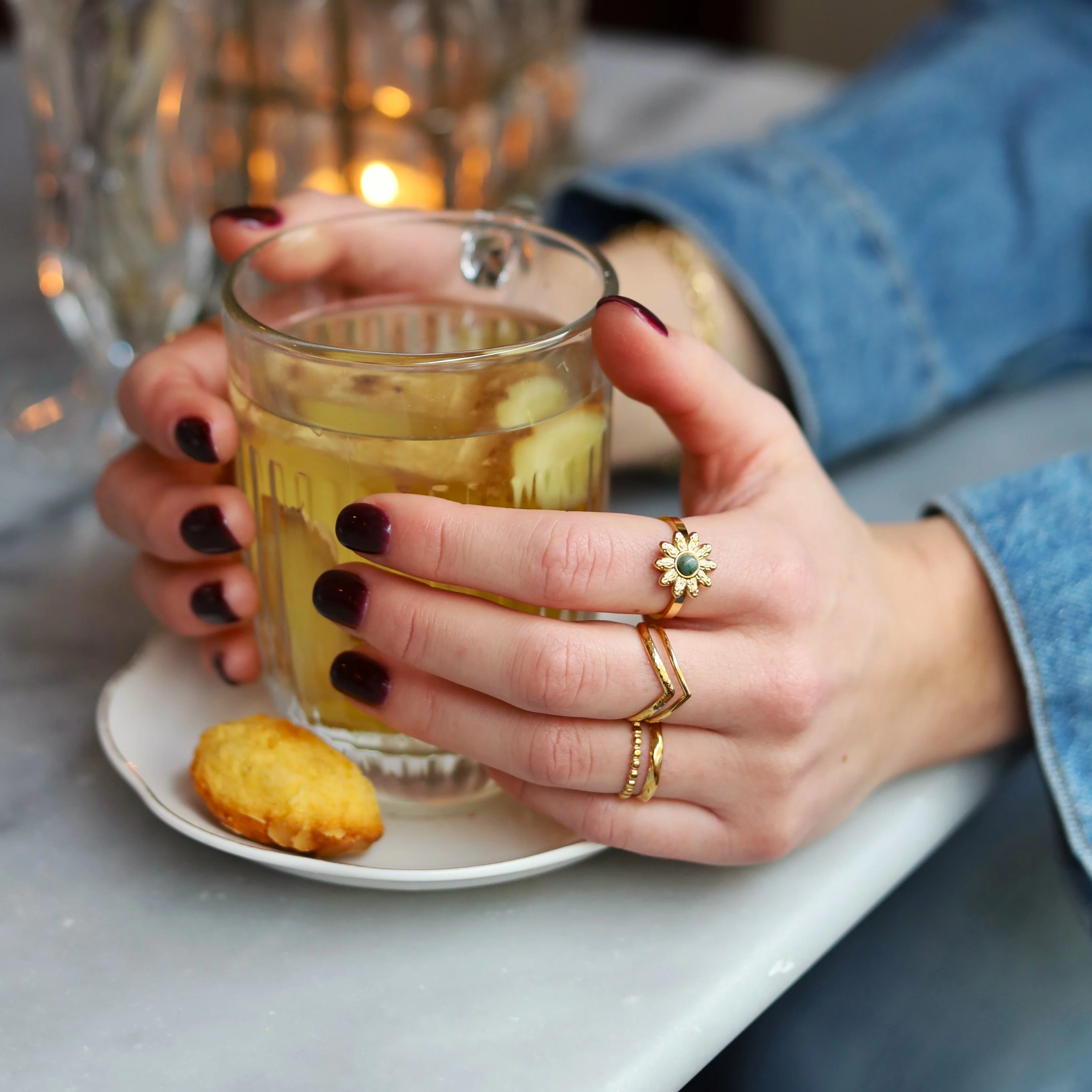Stainless steel ring goud - golf en bolletjes - Image 2