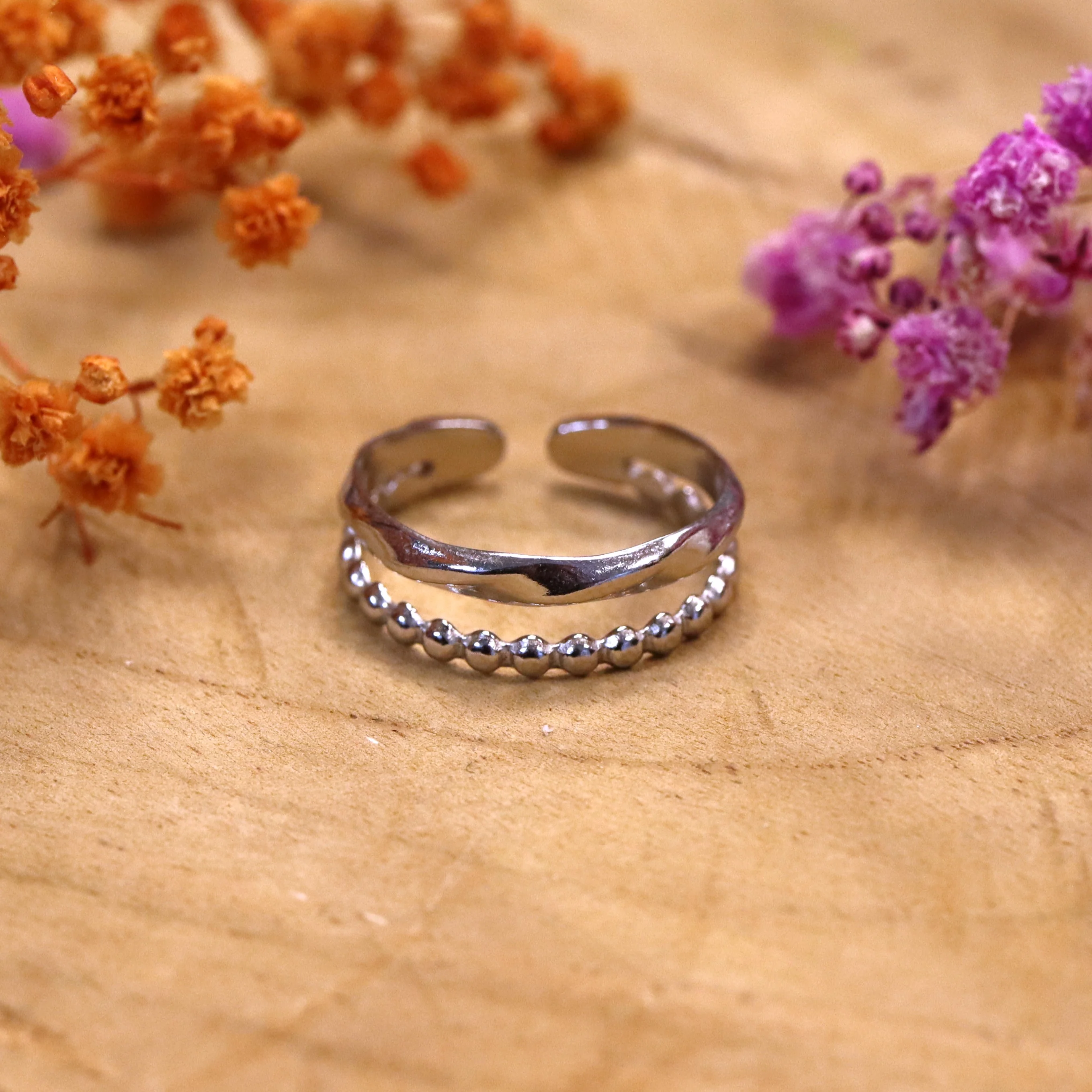 Stainless steel ring zilver - golf en bolletjes