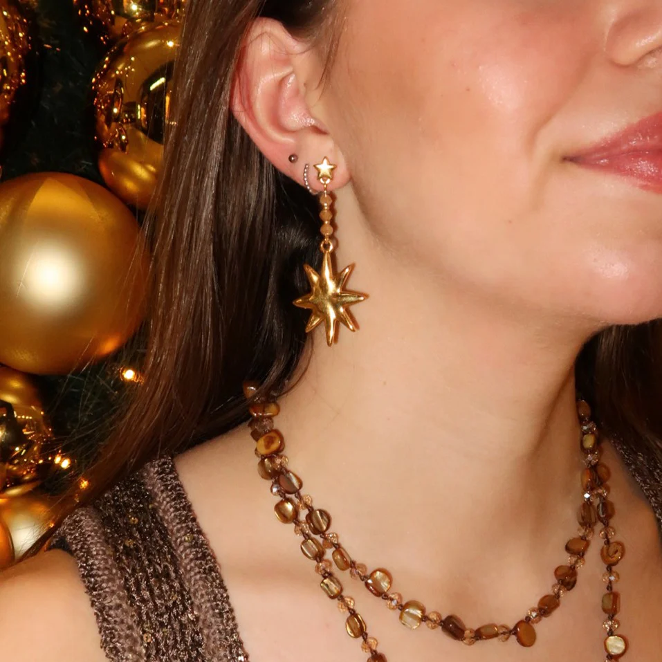 Kralenketting - geknoopt met schelpkralen en sterrenbedel - Image 3